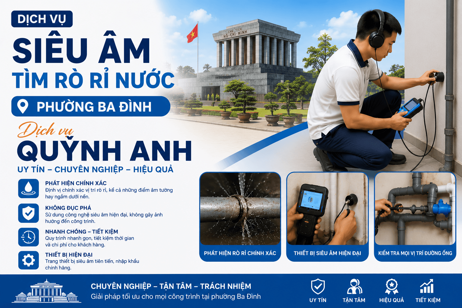 Siêu Âm Tìm Rò Rỉ Đường Ống Nước Ba Đình