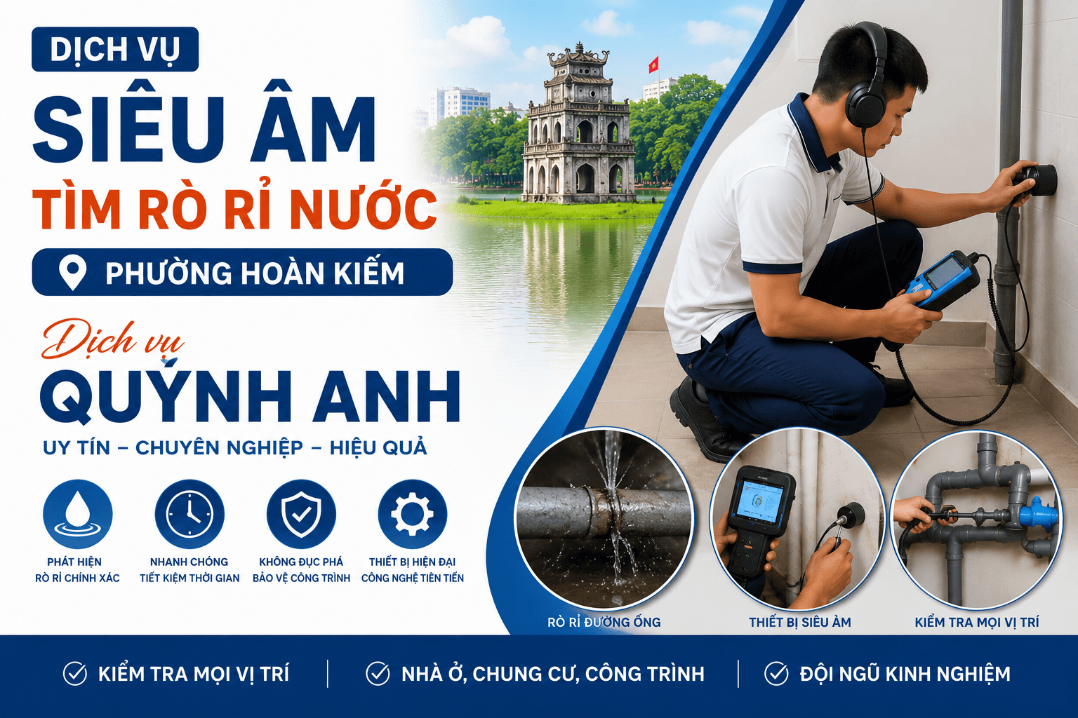 Siêu Âm Tìm Rò Rỉ Đường Ống Nước Hoàn Kiếm