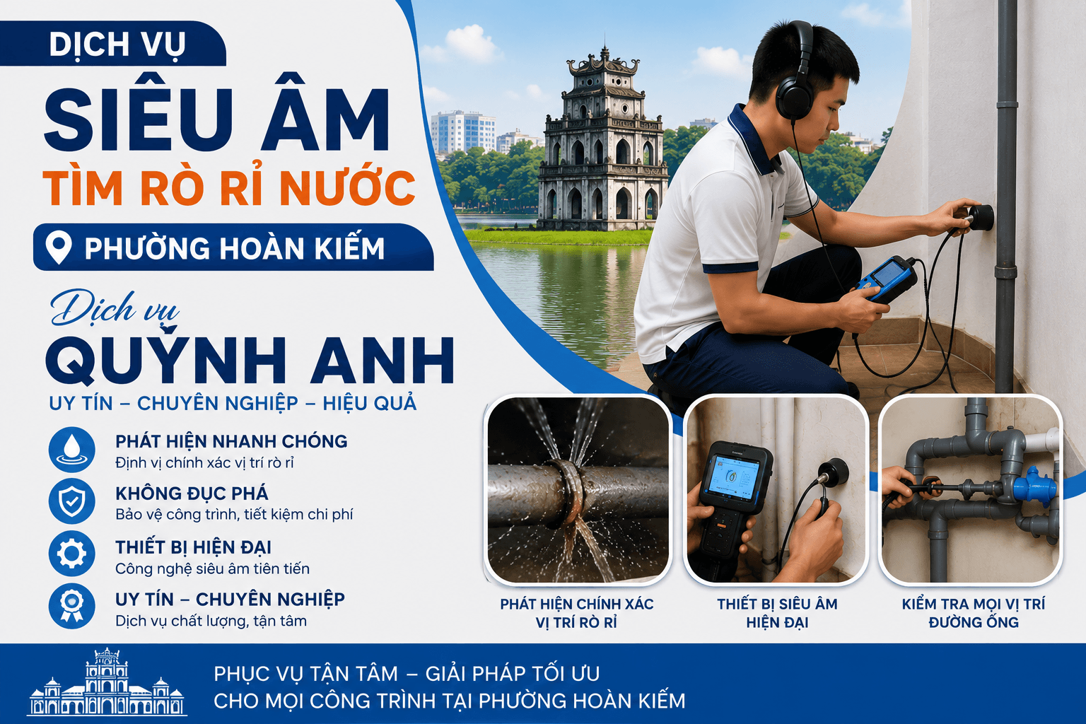 Siêu Âm Tìm Rò Rỉ Đường Ống Nước Phường Hoàn Kiếm
