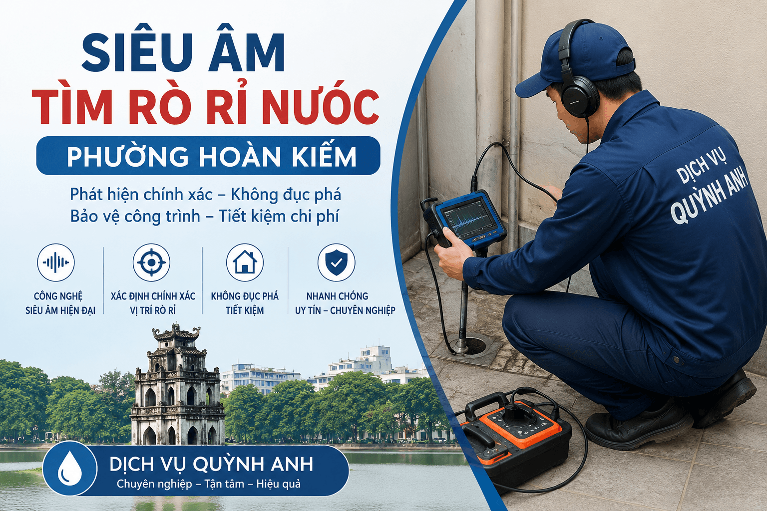 Siêu Âm Tìm Rò Rỉ Đường Ống Nước Tại Hoàn Kiếm