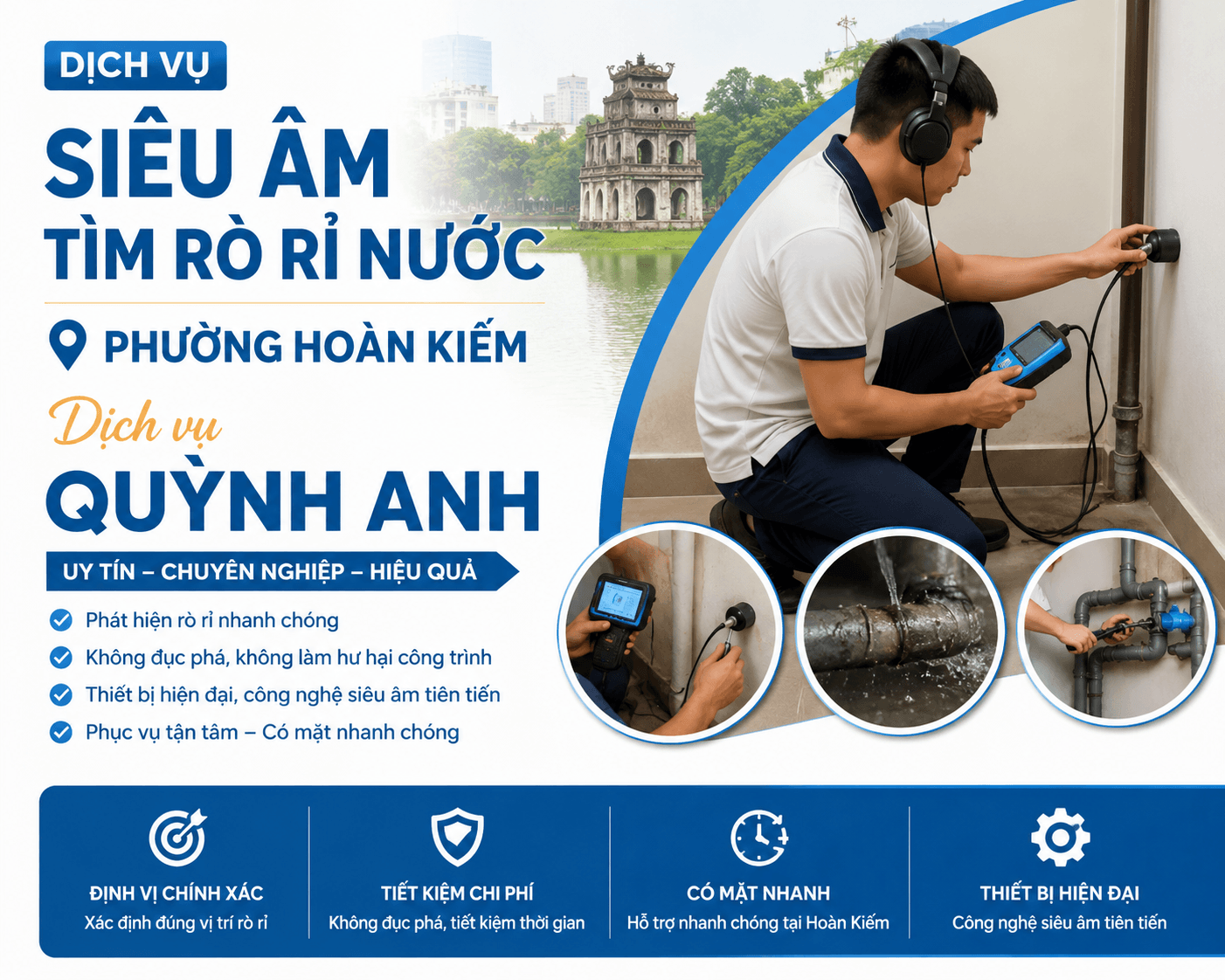 Siêu Âm Tìm Rò Rỉ Đường Ống Nước Tại Phường Hoàn Kiếm