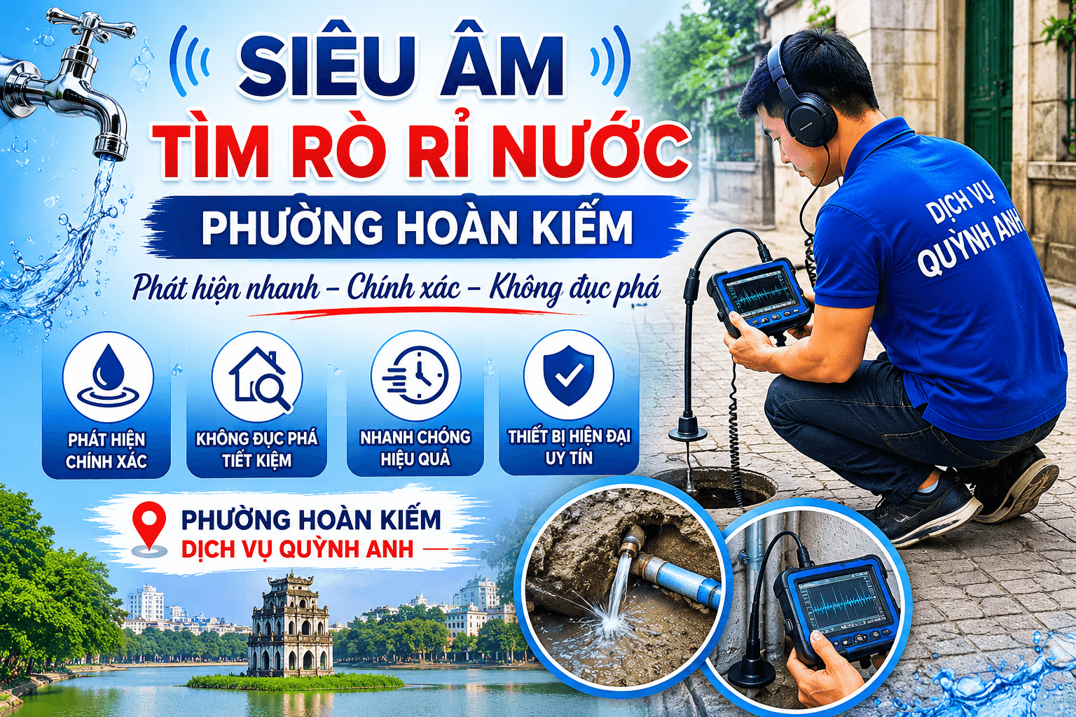Siêu Âm Tìm Rò Rỉ Ống Nước Hoàn Kiếm