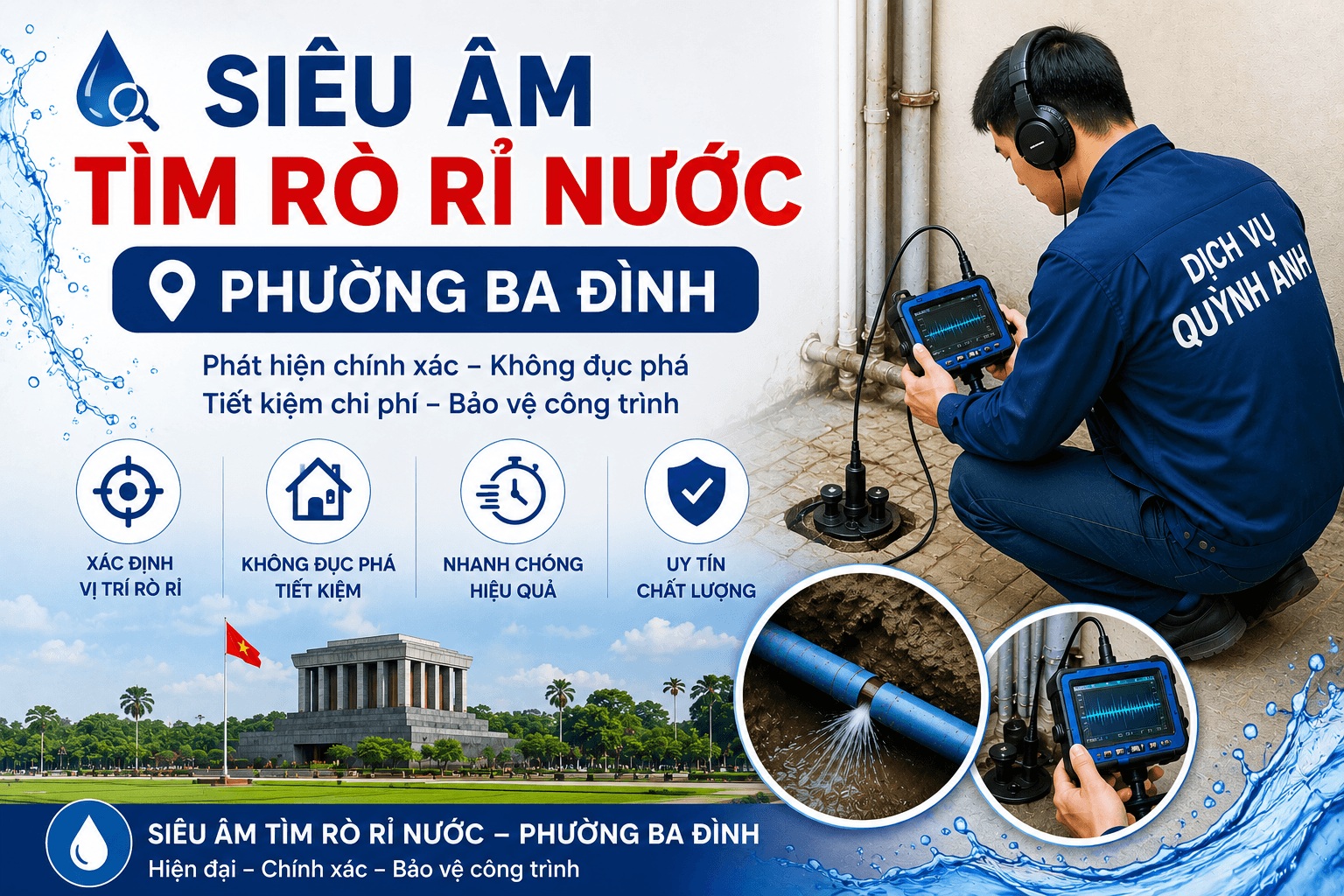Siêu Âm Tìm Rò Rỉ Ống Nước Tại Ba Đình