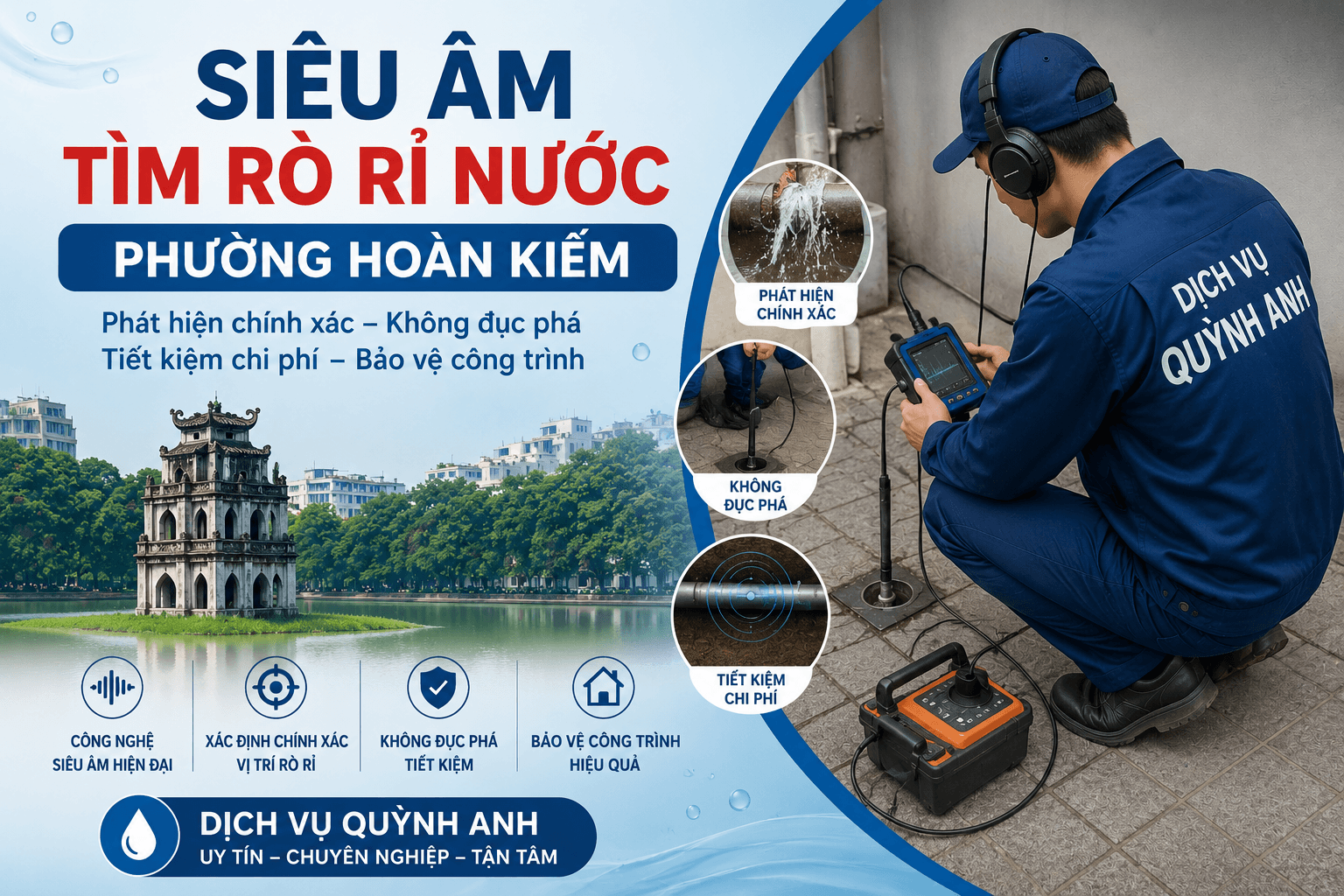 Siêu Âm Tìm Rò Rỉ Ống Nước Tại Hoàn Kiếm