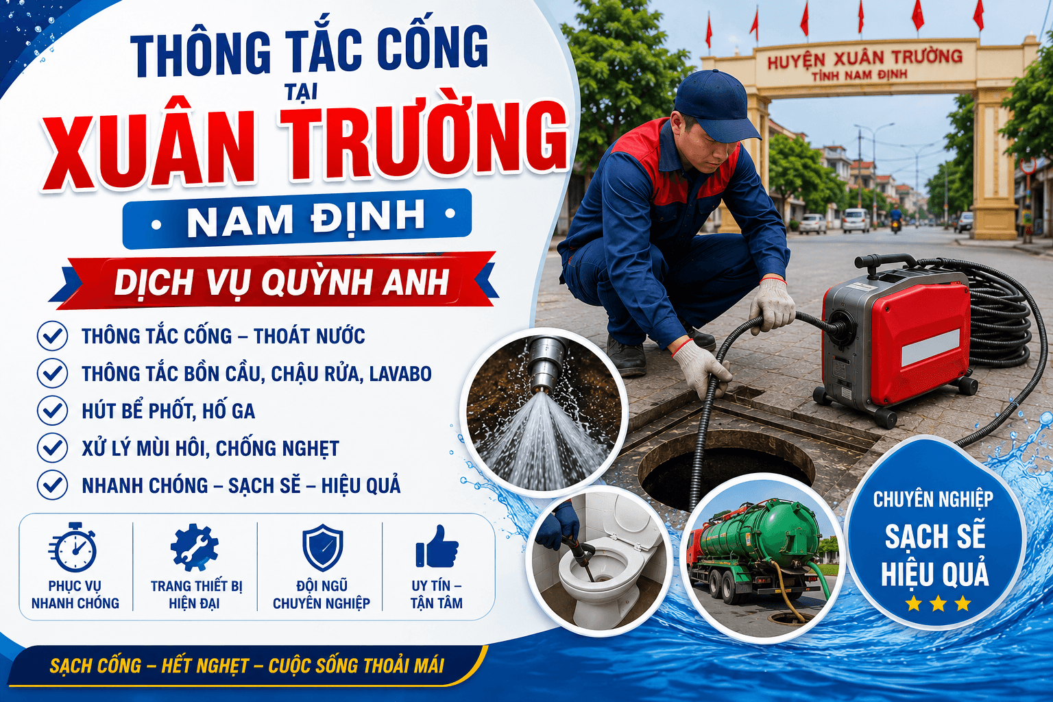 Thông Tắc Cống Tại Xuân Trường Uy Tín