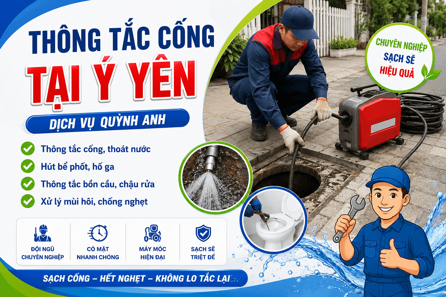 Thông Tắc Cống Tại Ý Yên 100K