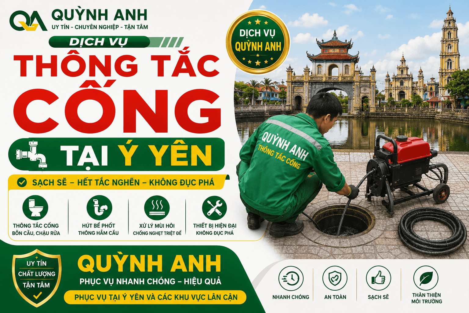 Thông Tắc Cống Tại Ý Yên GIÁ hỢP lÝ