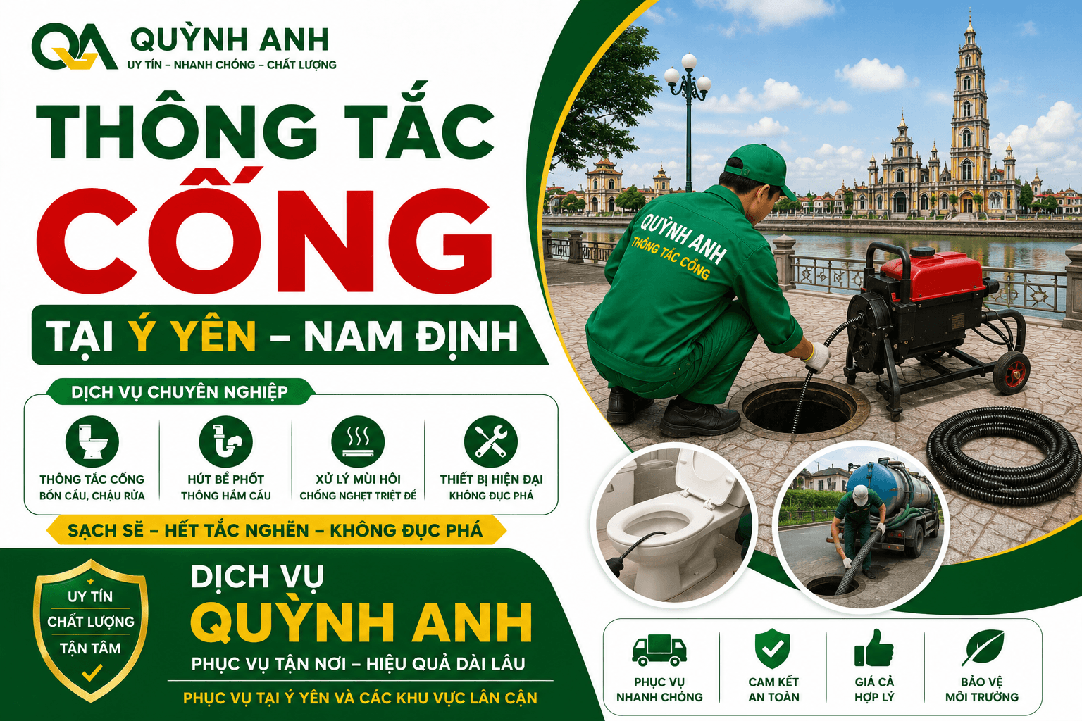 Thông Tắc Cống Tại Ý Yên Uy Tín