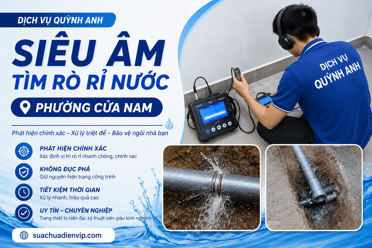 Tìm Rò Rỉ Đường Ống Nước Phường Cửa Nam