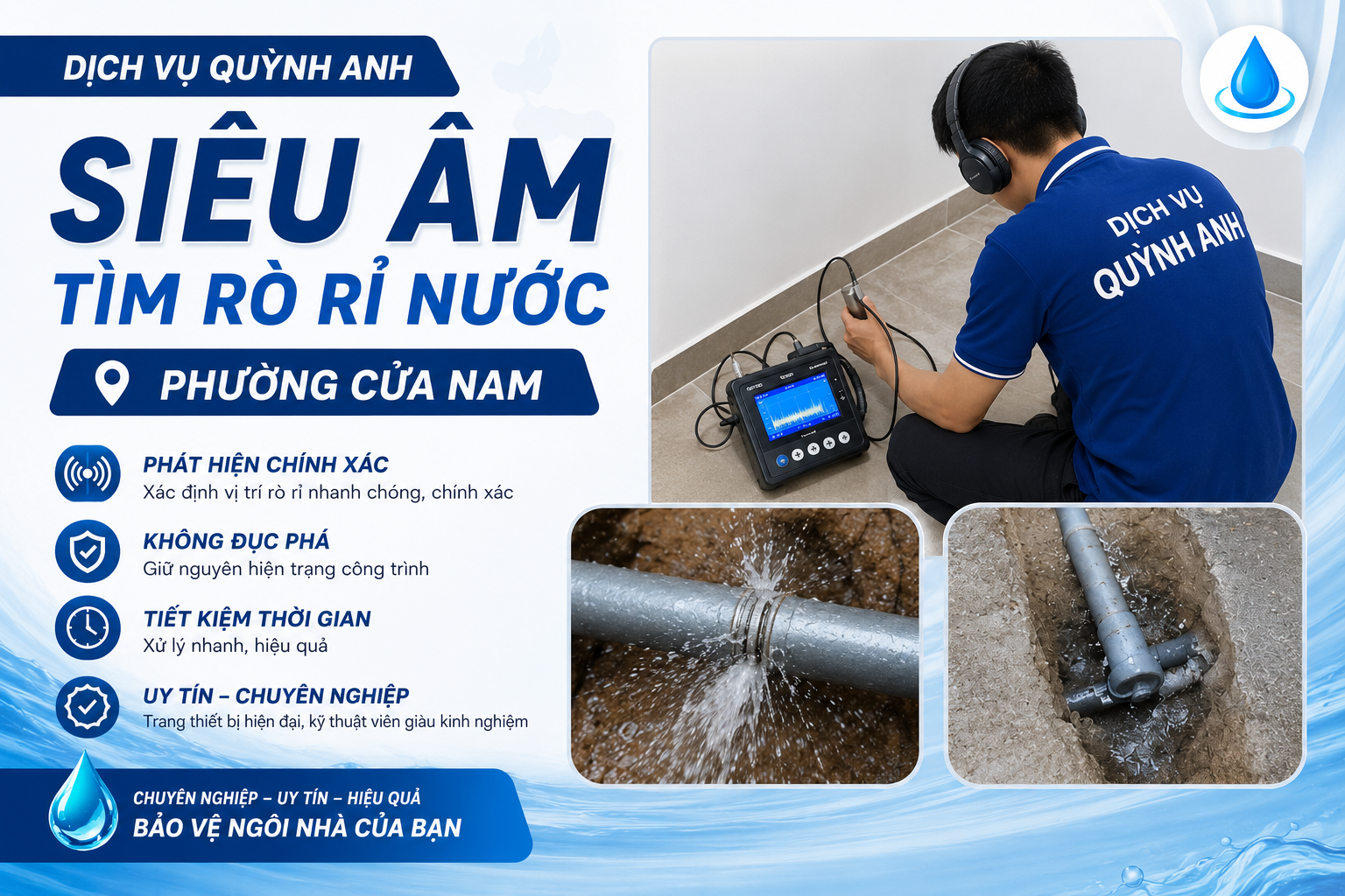 Tìm Rò Rỉ Đường Ống Nước ở Cửa Nam