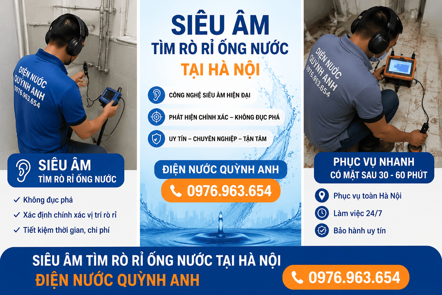 siêu âm ống nước rò rỉ hà nội