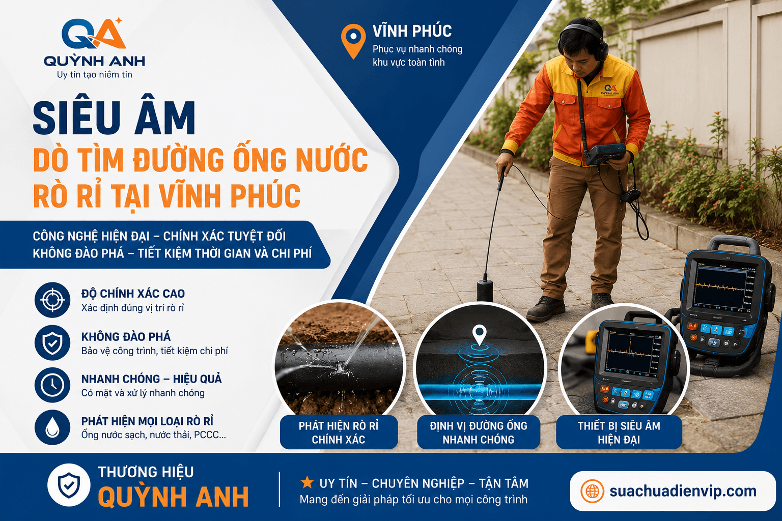 Dò Tìm Đường Ống Nước Rò Rỉ Tại Vĩnh Phúc