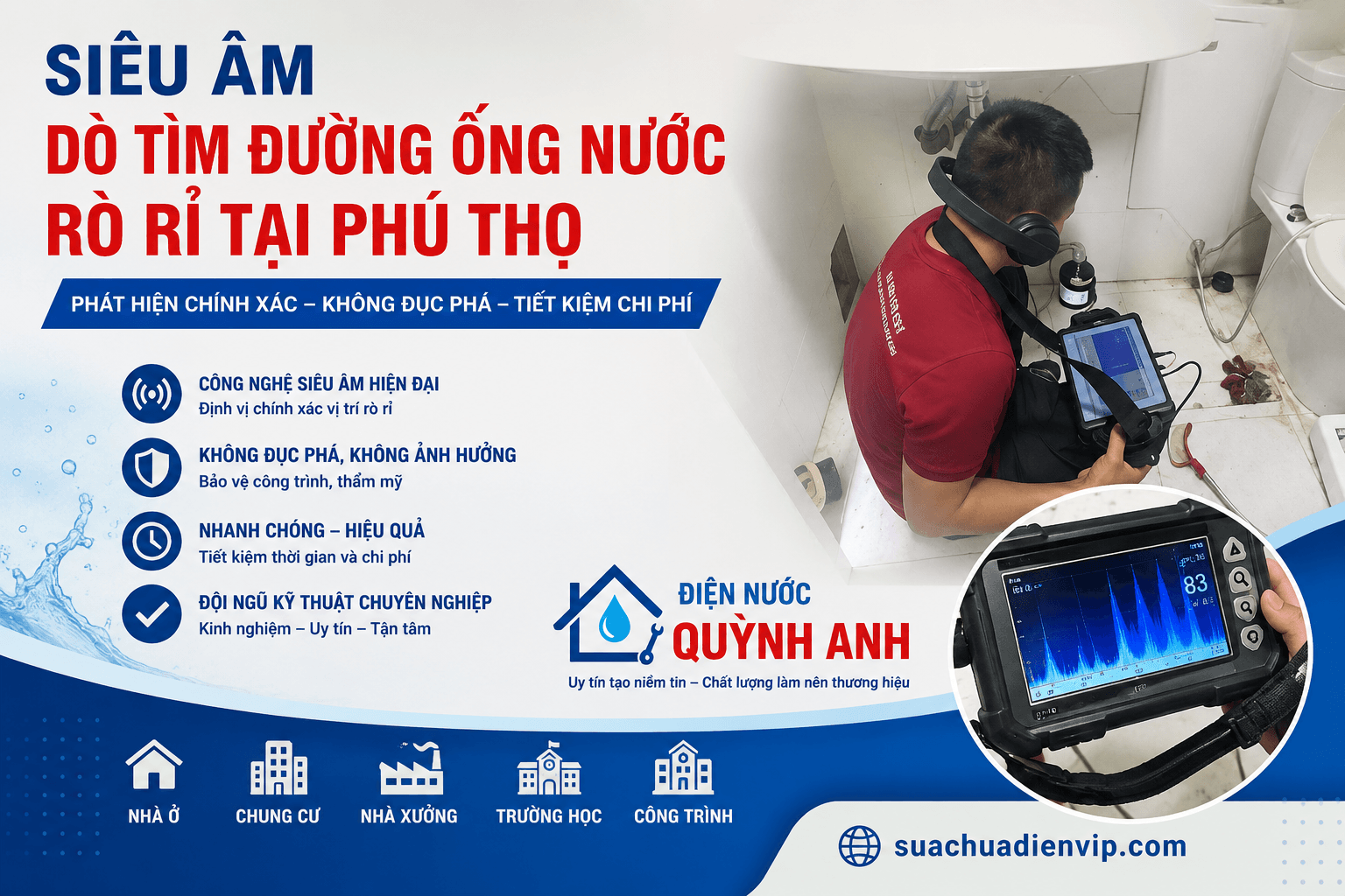 Siêu Âm Dò Tìm Đường Nước Rò Rỉ Tại Phú Thọ
