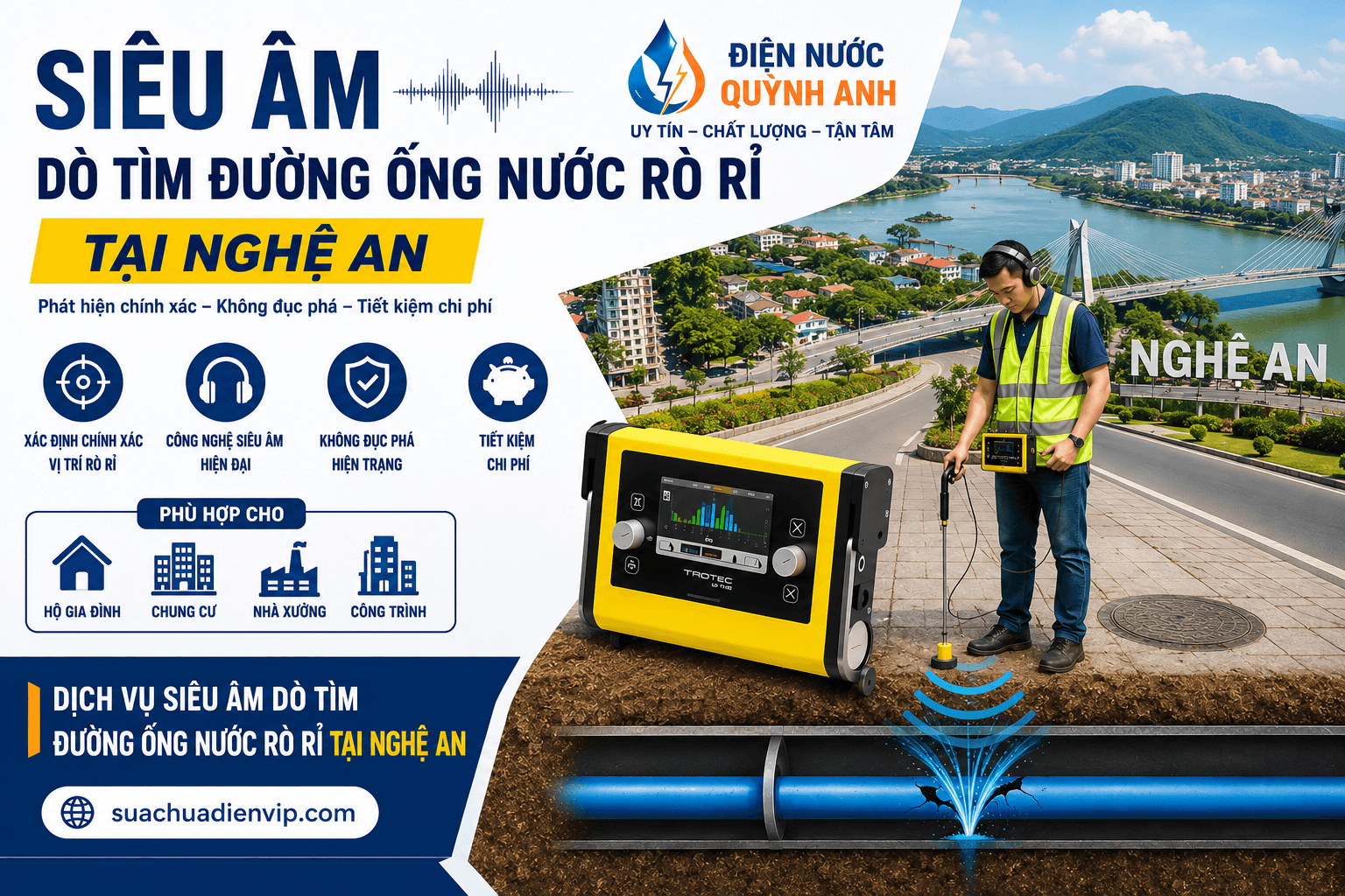 Siêu Âm Dò Tìm Đường Ống Nước Rò Rỉ