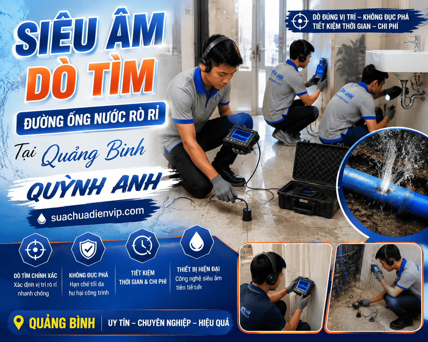 Siêu Âm Dò Tìm Đường Ống Nước Rò Rỉ