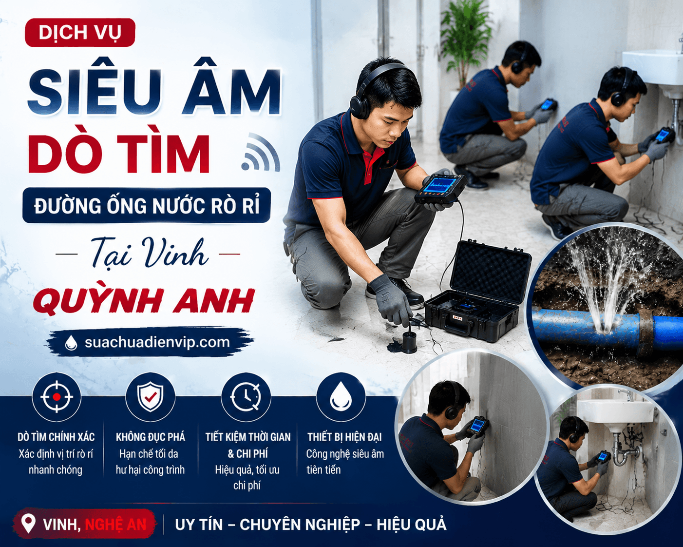 Siêu Âm Dò Tìm Đường Ống Nước Rò Rỉ
