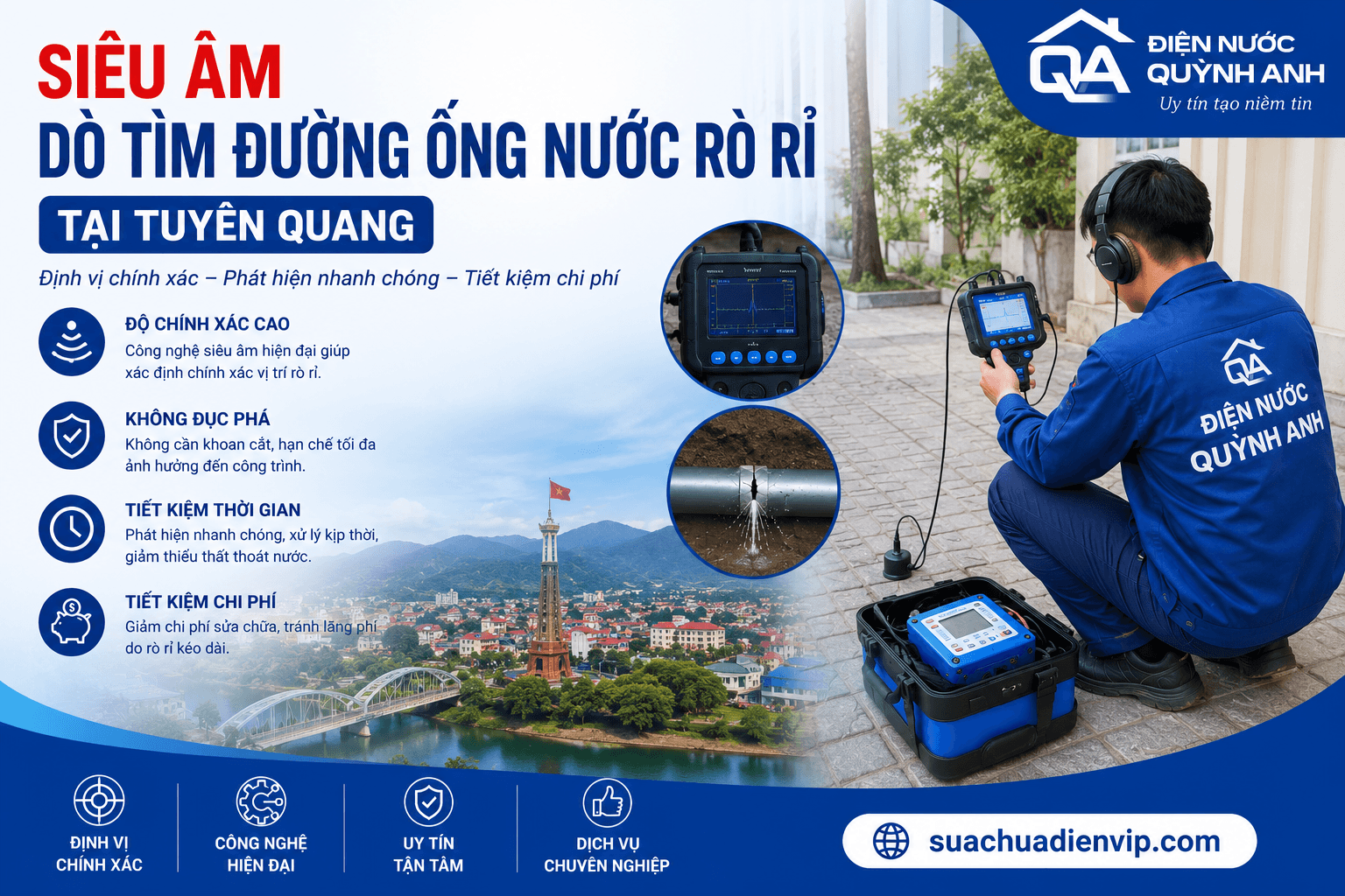 Siêu Âm Dò Tìm Đường Ống Nước Rò Rỉ Chất Lượng