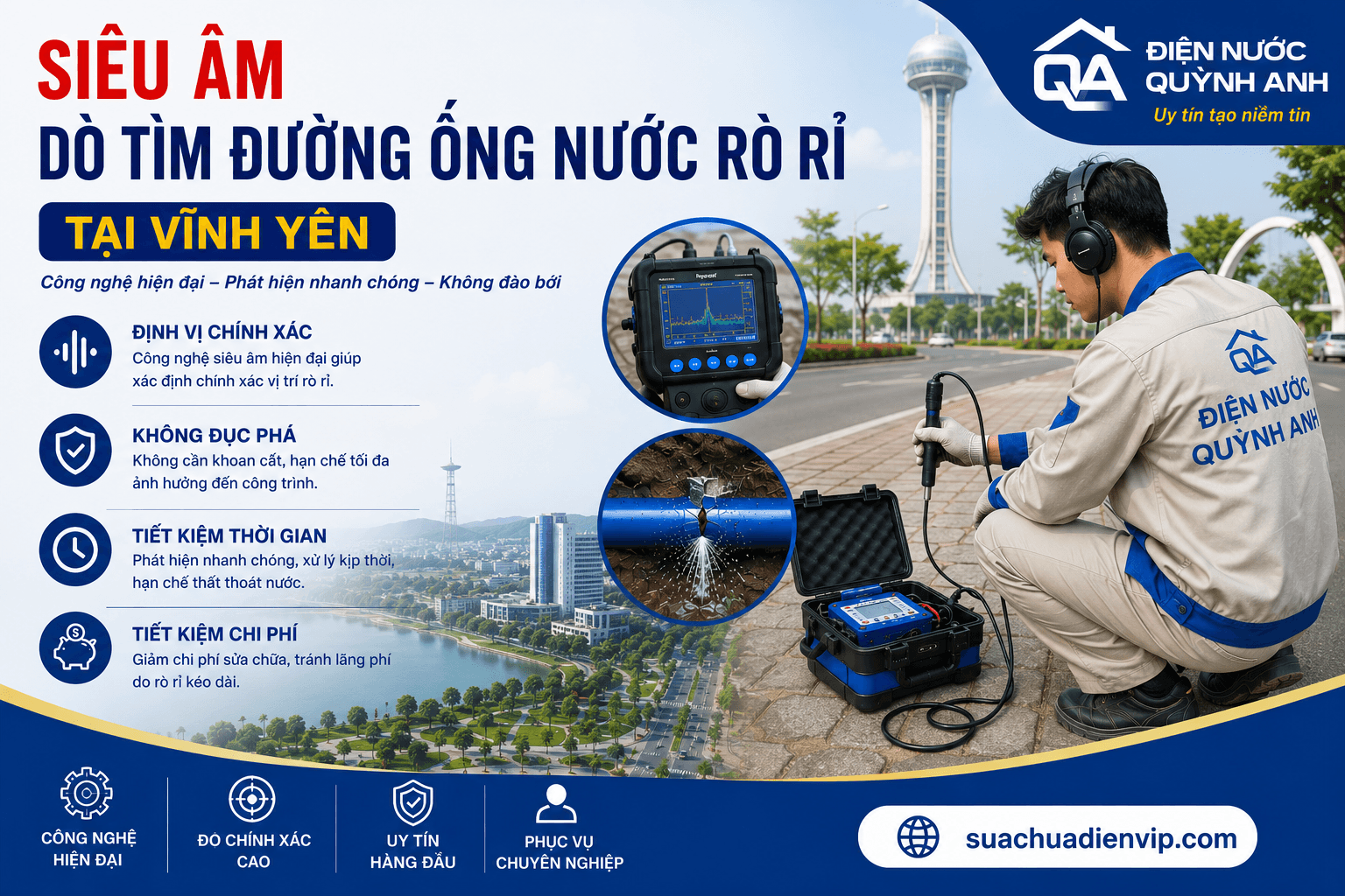 Siêu Âm Dò Tìm Đường Ống Nước Rò Rỉ Chất Lượng