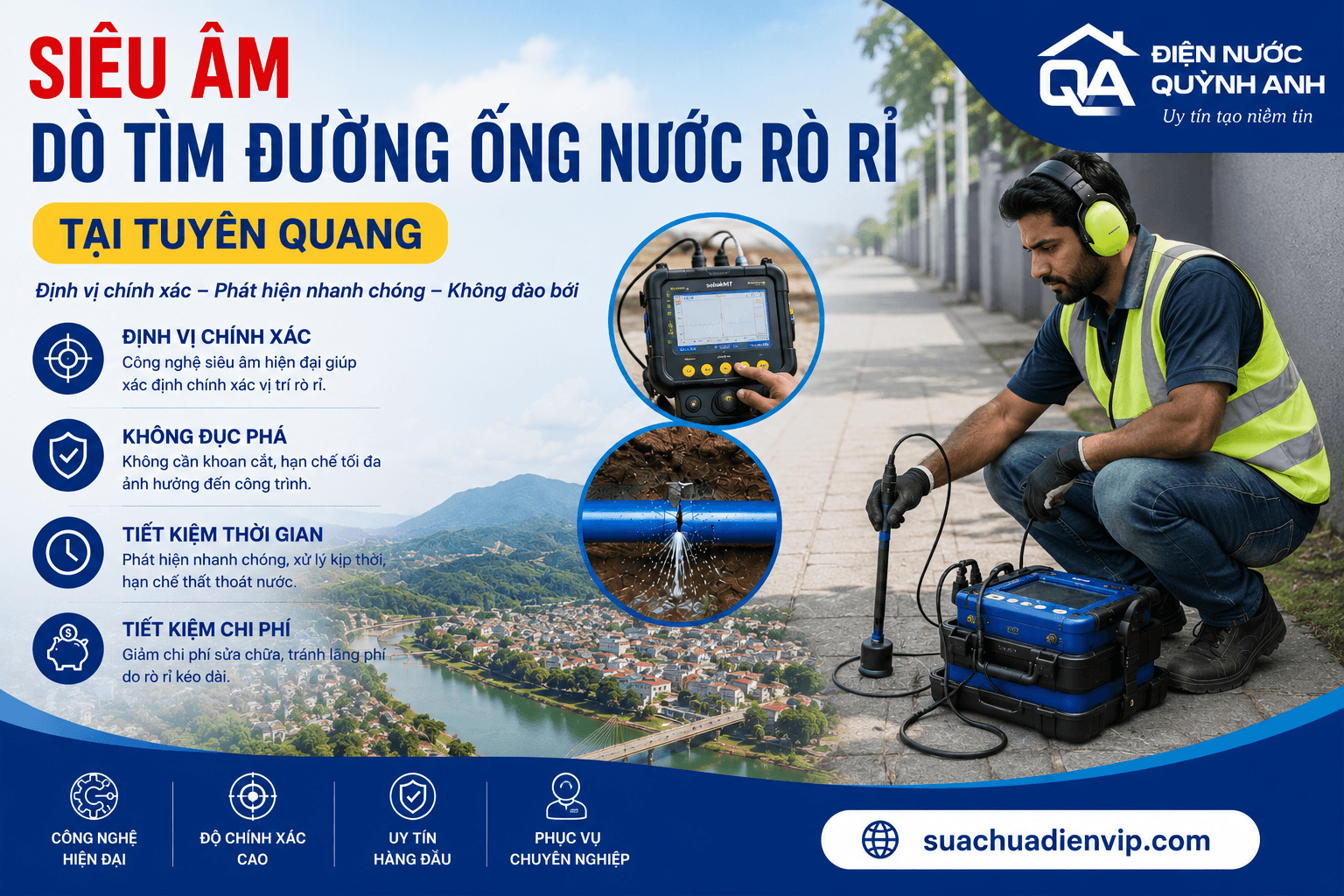 Siêu Âm Dò Tìm Đường Ống Nước Rò Rỉ Tại Tuyên Quang