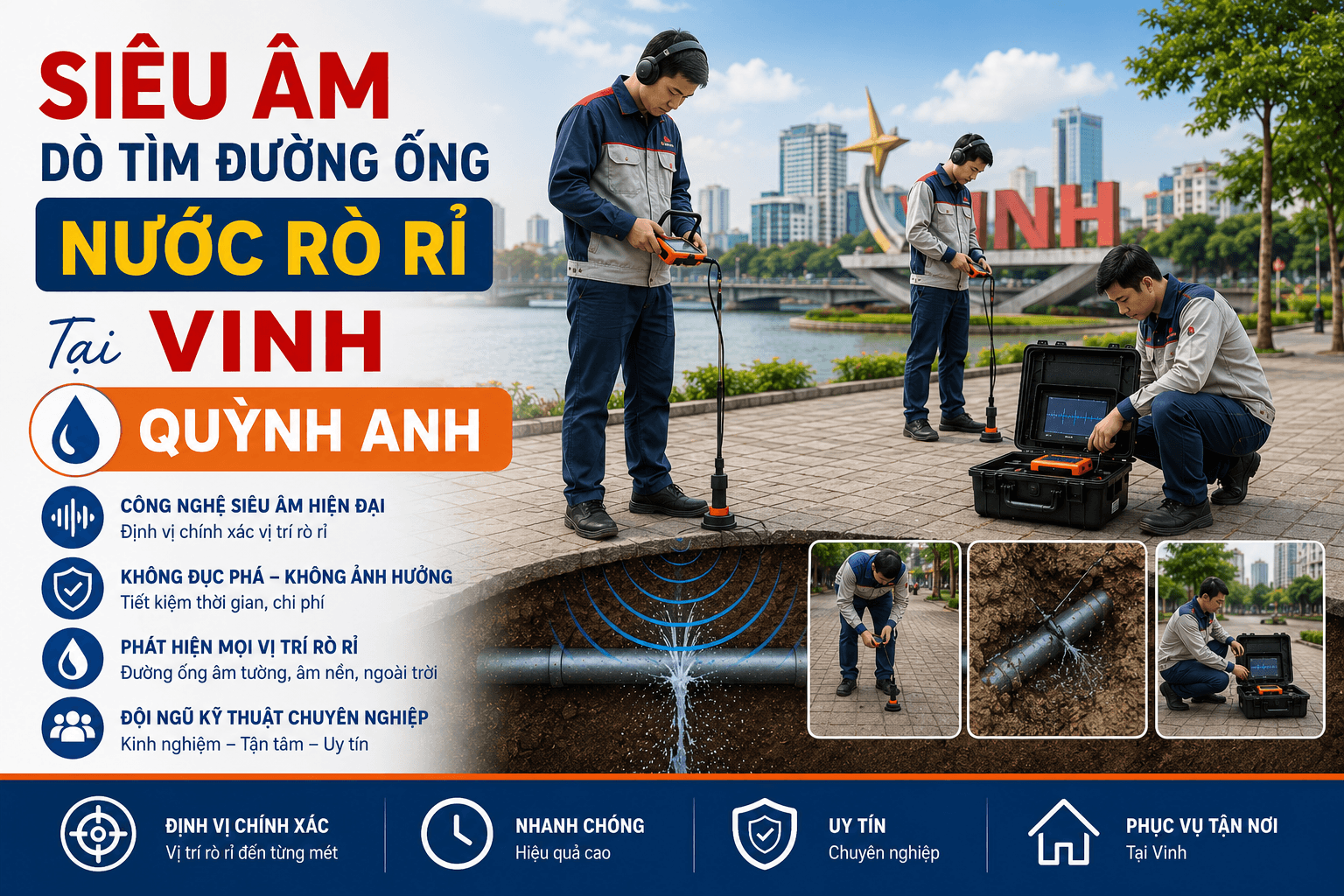 Siêu Âm Dò Tìm Đường Ống Nước Rò Rỉ Tại Vinh