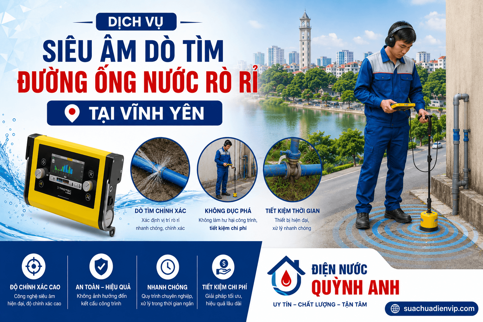 Siêu Âm Dò Tìm Đường Ống Nước Rò Rỉ Uy Tín