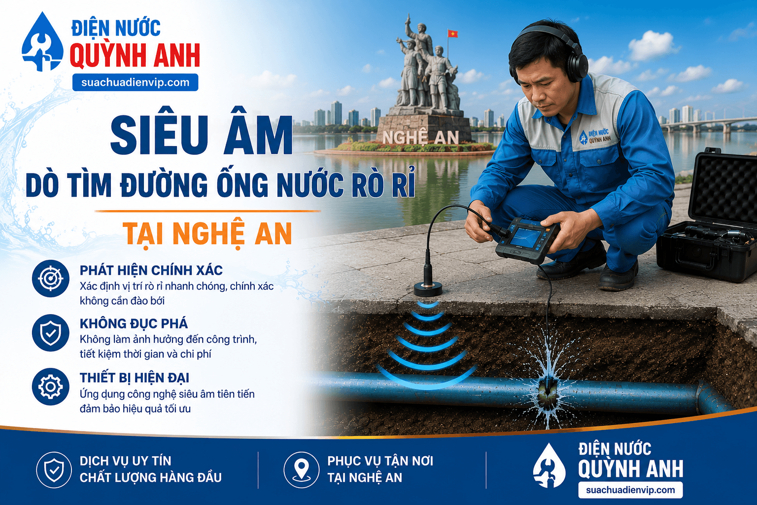 Siêu Âm Dò Tìm Đường Ống Nước Rò Rỉ Uy Tín