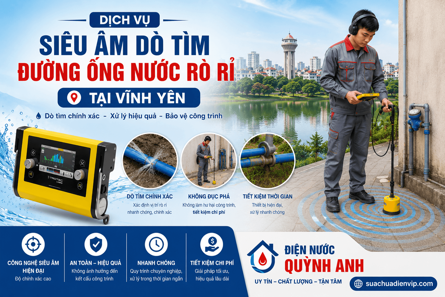 Siêu Âm Dò Tìm Đường Ống Nước Rò Rỉ Vĩnh Yên