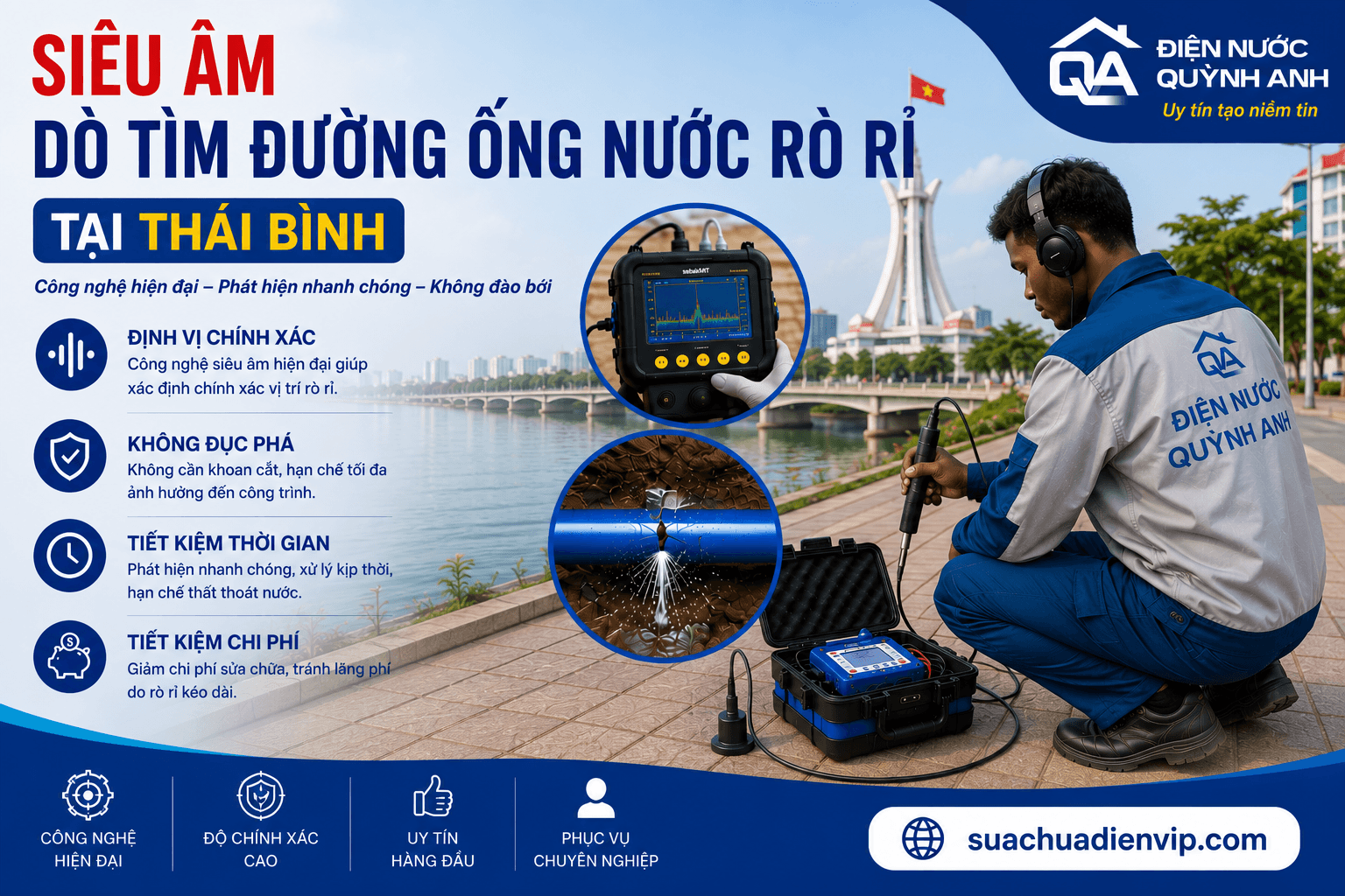 Siêu Âm Dò Tìm Đường Ống Nước Rò Rỉ ở Thái Bình