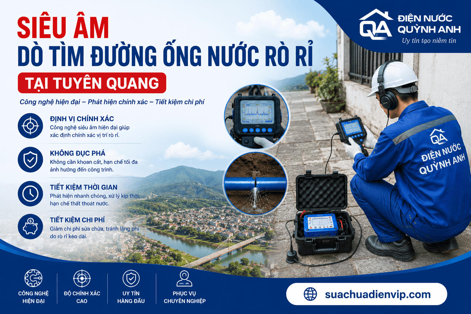 Siêu Âm Dò Tìm Đường Ống Nước Rò Rỉ ở Tuyên Quang