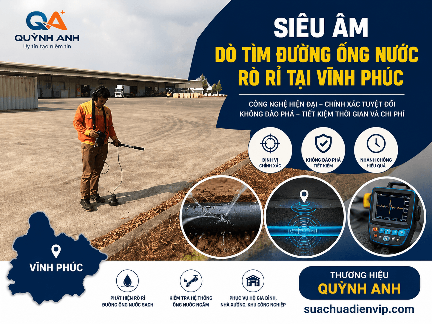 Siêu Âm Dò Tìm Đường Ống Nước Rò Rỉ ở Vĩnh Phúc