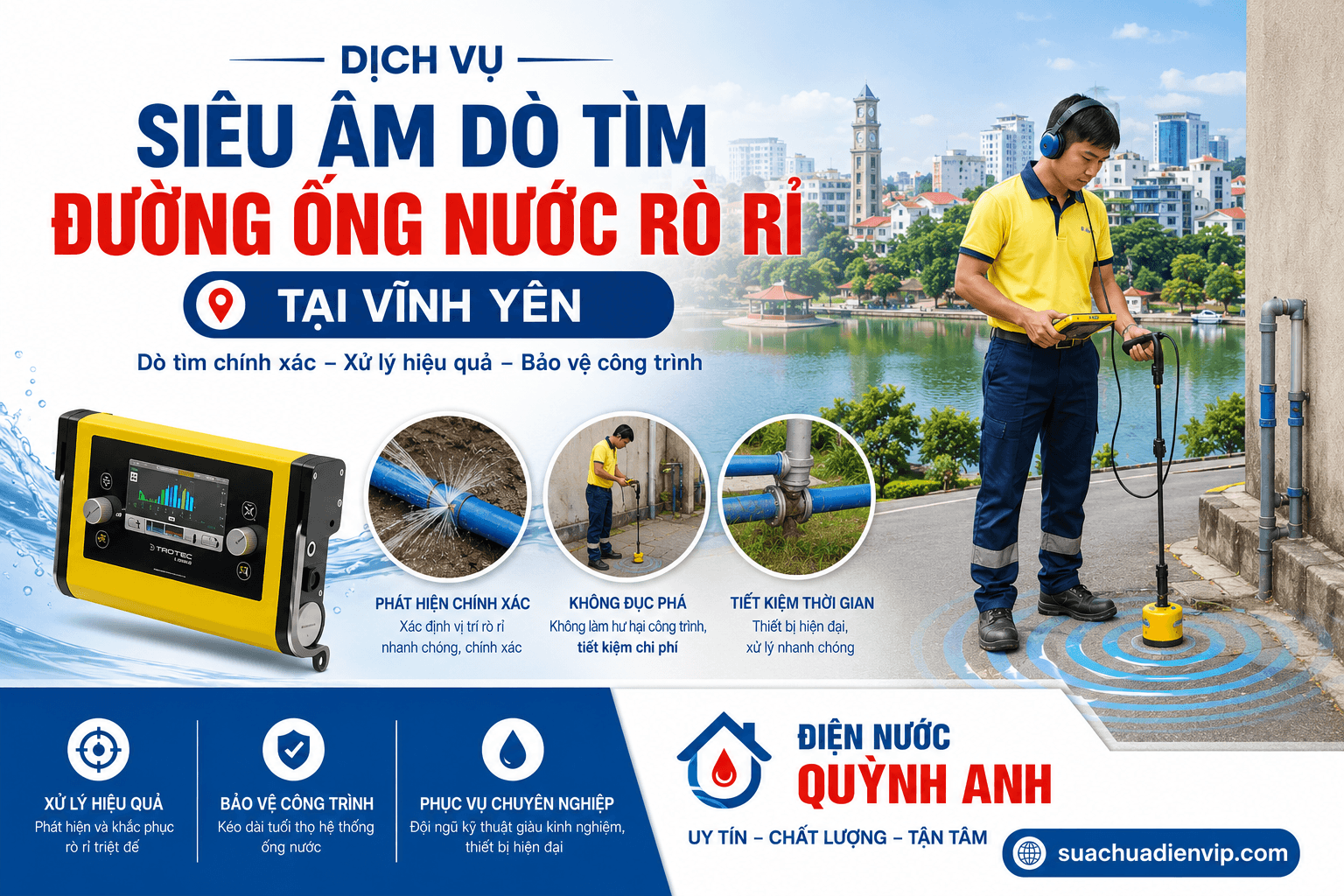 Siêu Âm Dò Tìm Đường Ống Nước Rò Rỉ ở Vĩnh Yên