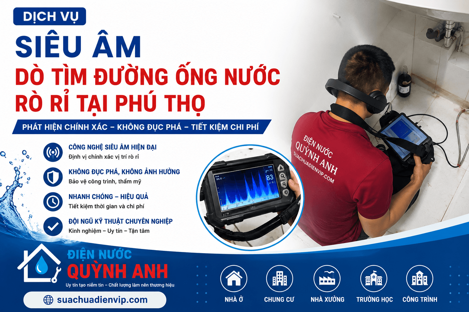 Siêu Âm Dò Tìm Đường Ống Nước Rò Rỉ