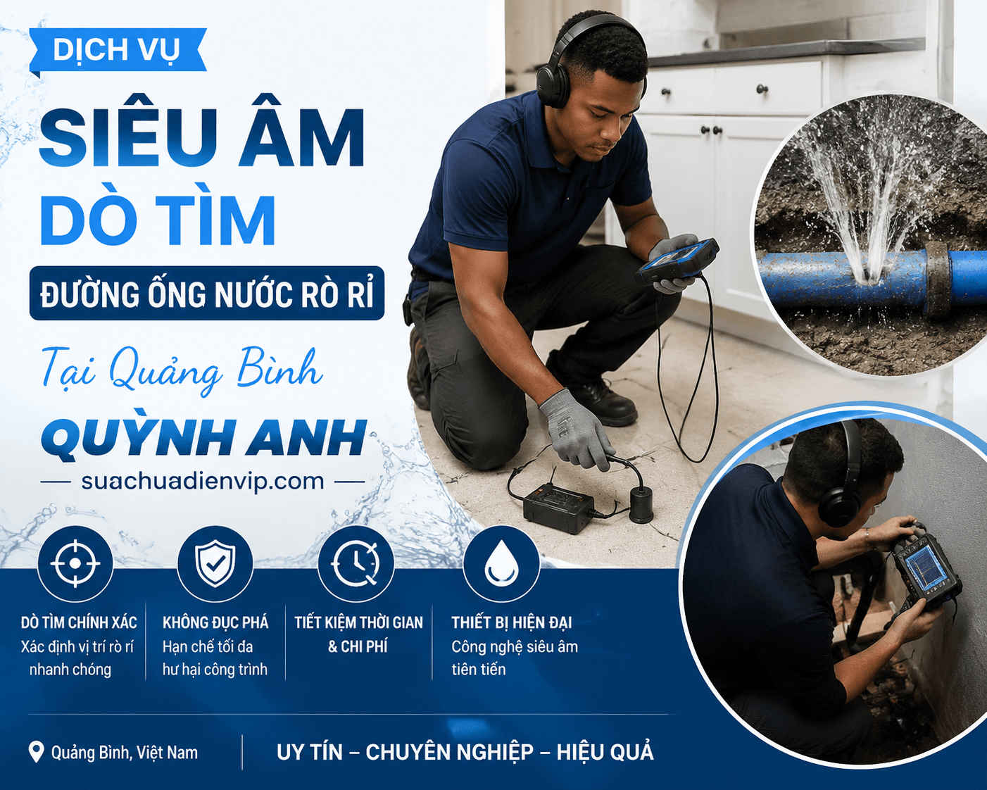 Siêu Âm Đường Ống Nước Rò Rỉ Tại Quảng Bình