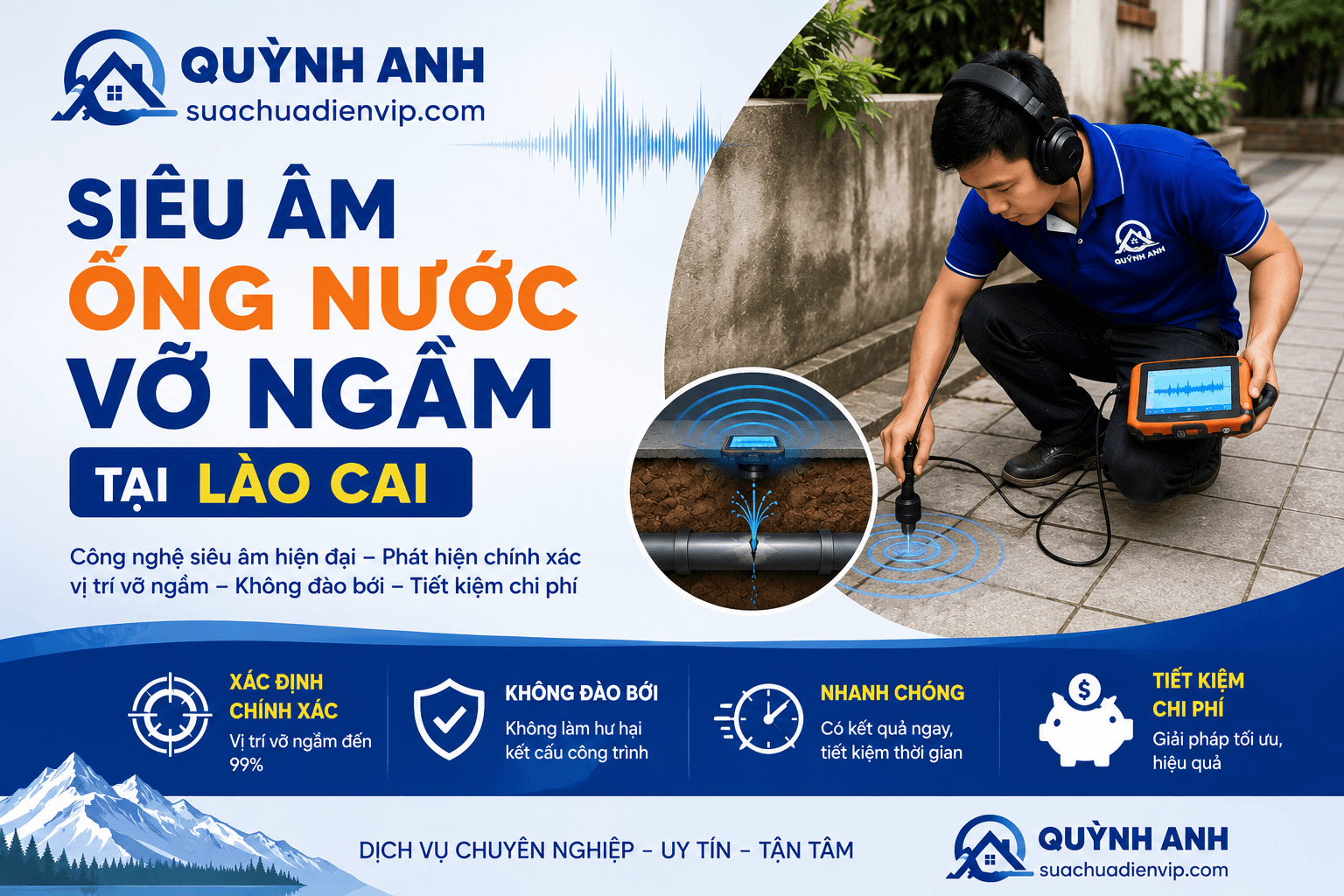 Siêu Âm Ống Nước Vỡ Ngầm
