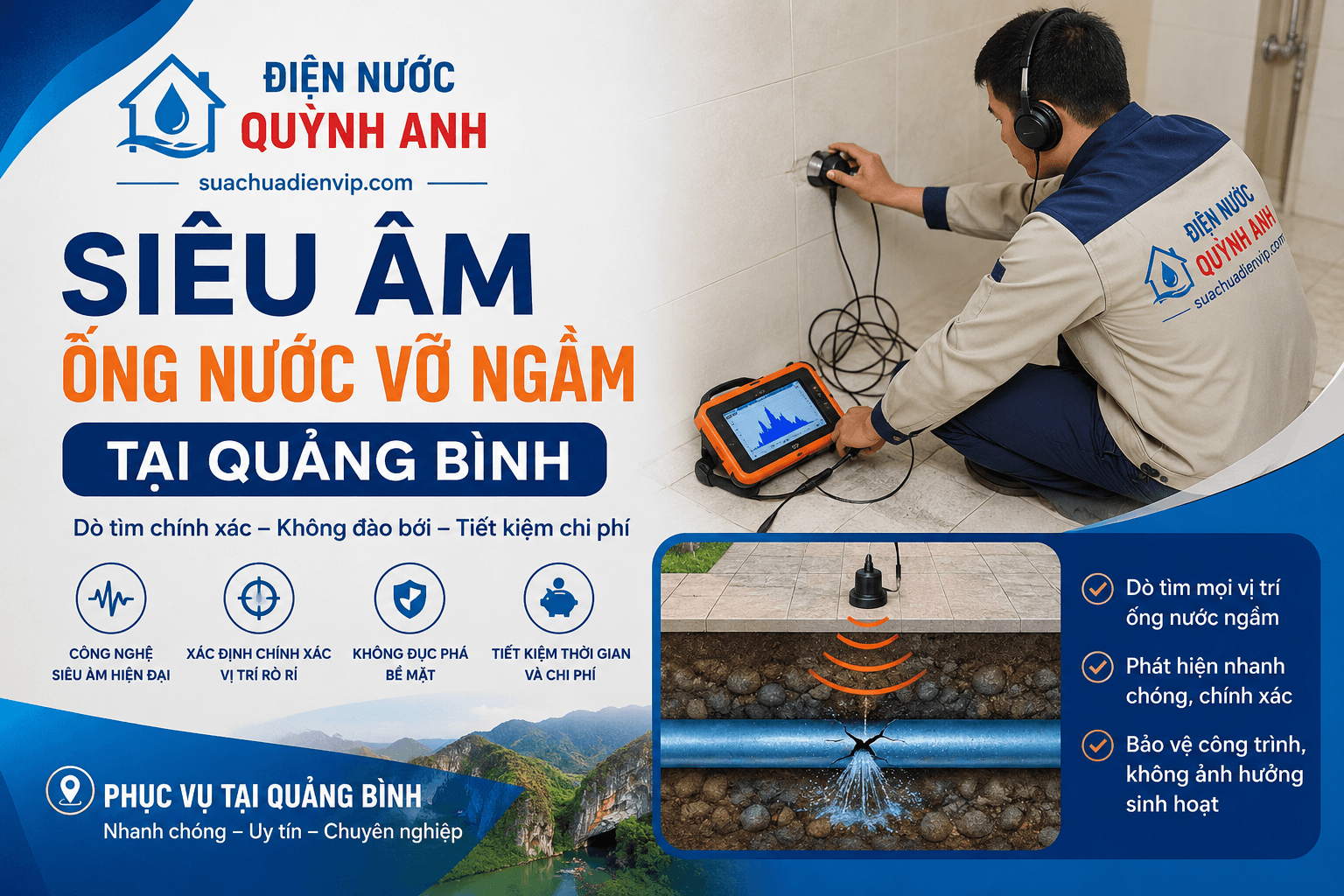 Siêu Âm Ống Nước Vỡ Ngầm