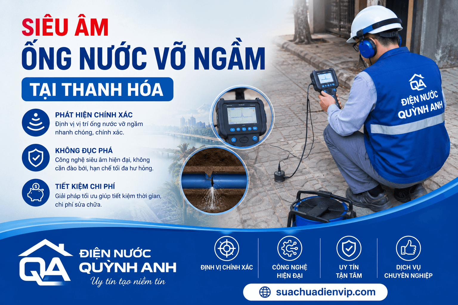 Siêu Âm Ống Nước Vỡ Ngầm