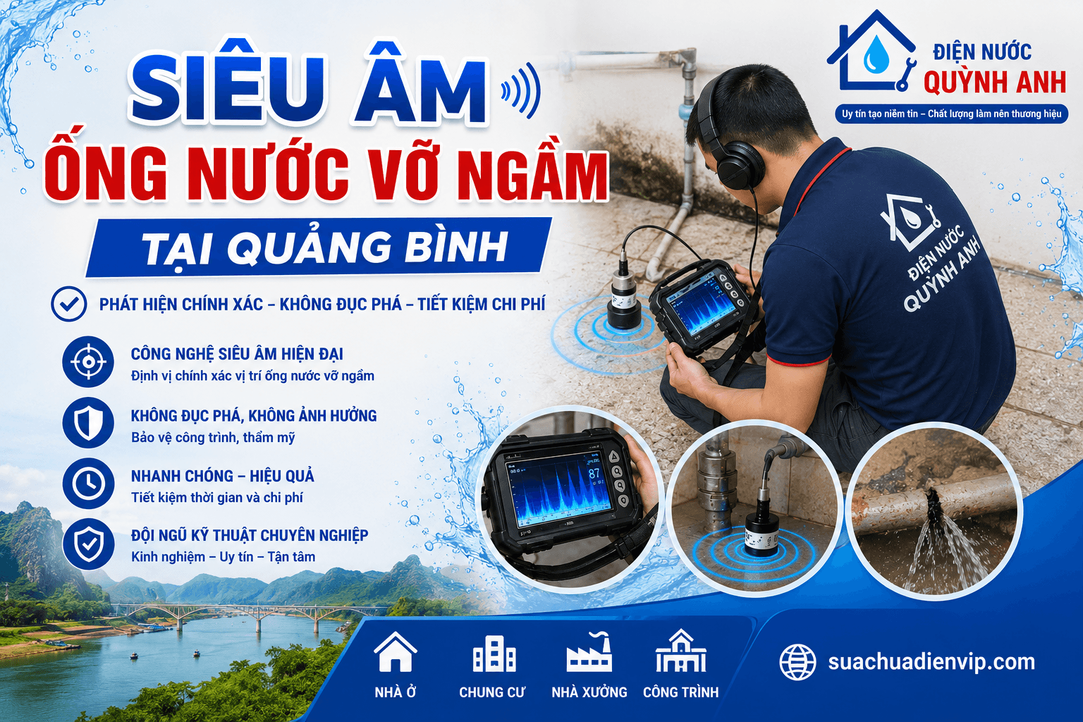 Siêu Âm Ống Nước Vỡ Ngầm Chất Lượng