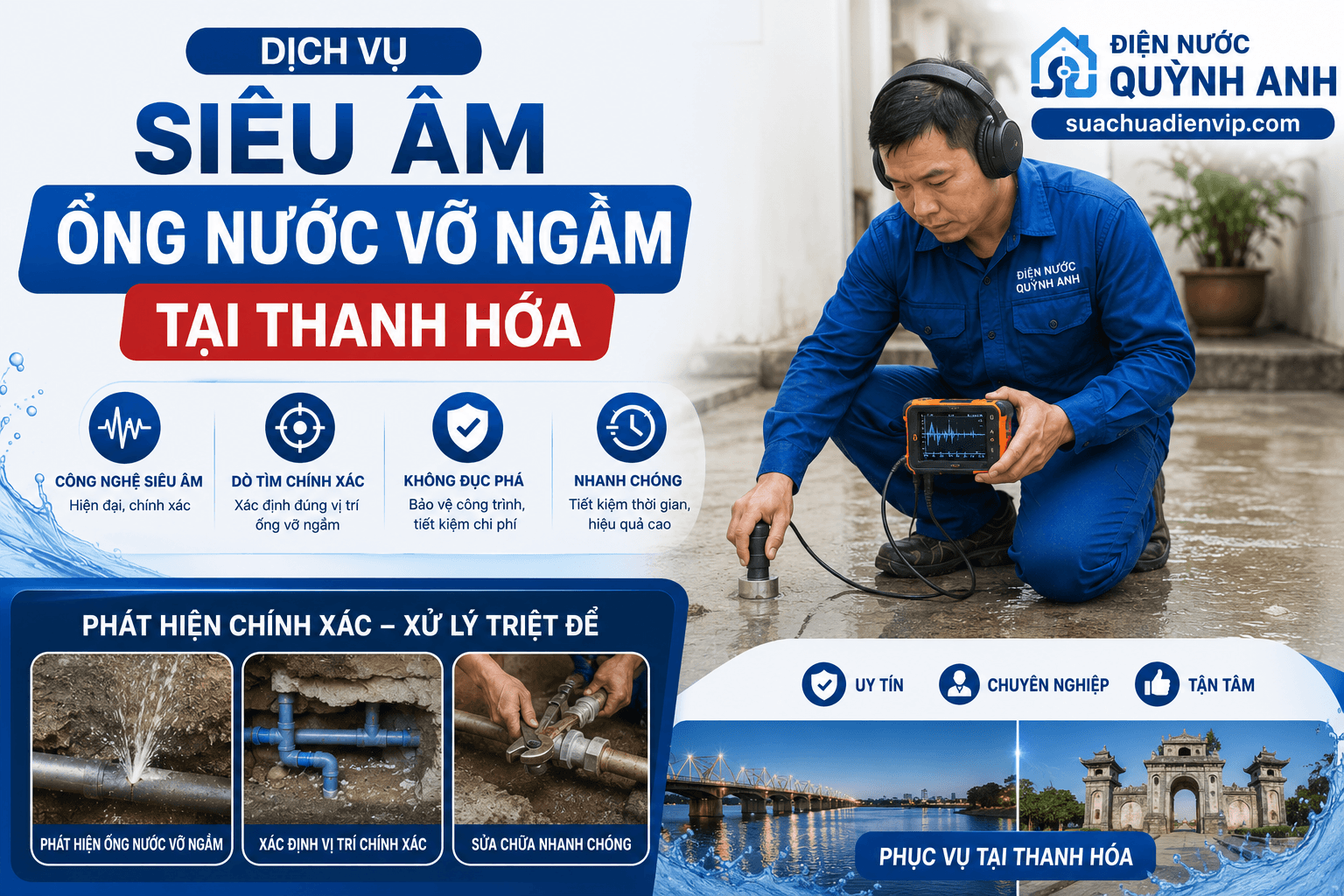 Siêu Âm Ống Nước Vỡ Ngầm Chuyên Nghiệp
