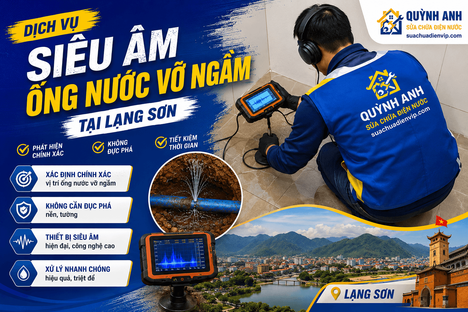 Siêu Âm Ống Nước Vỡ Ngầm Lạng Sơn