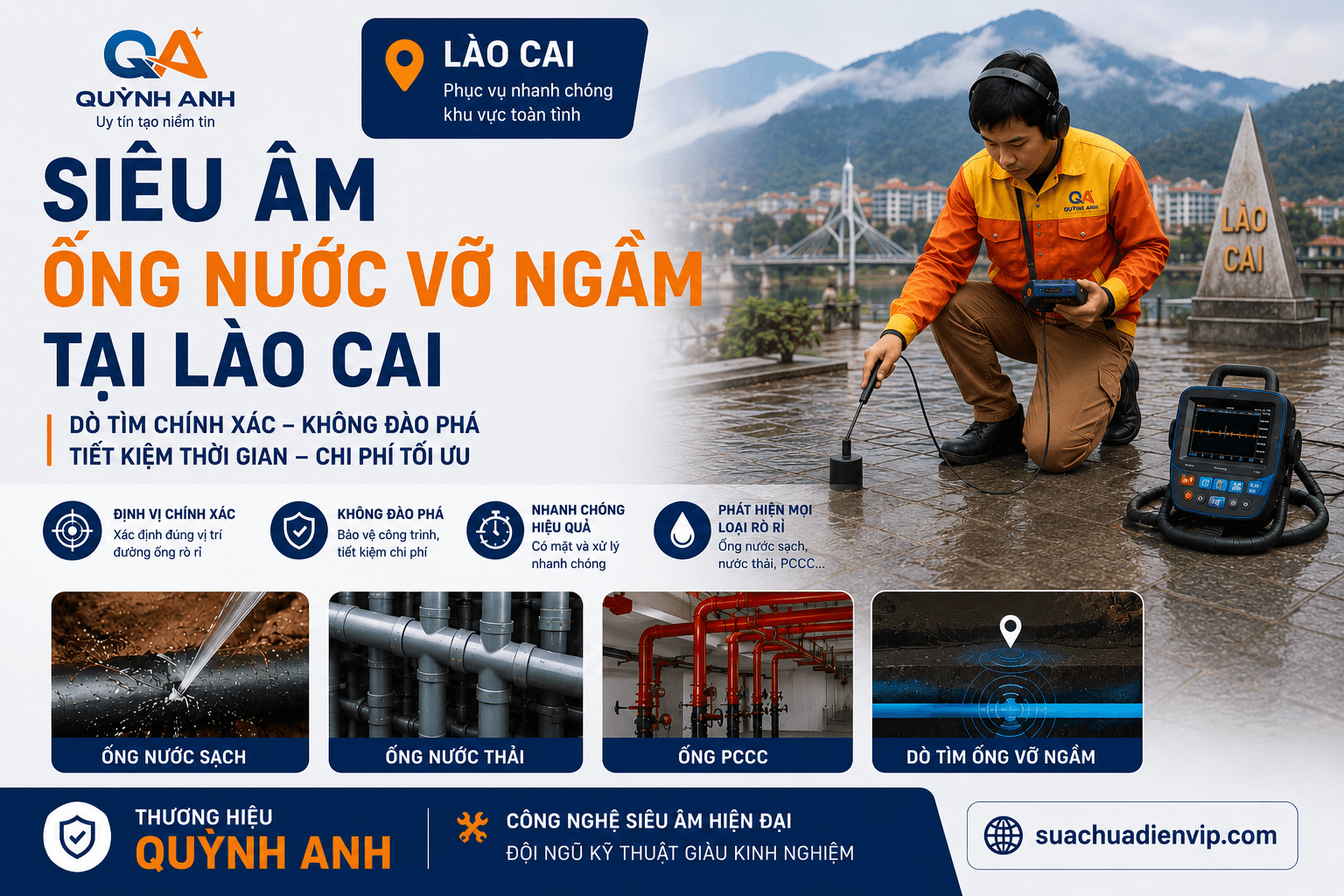 Siêu Âm Ống Nước Vỡ Ngầm Lào Cai