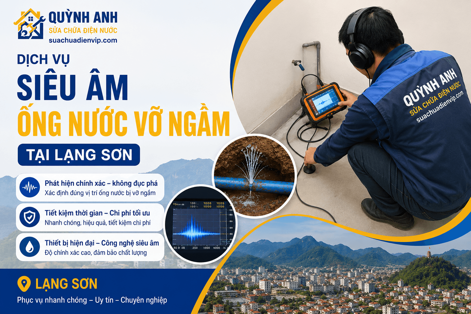 Siêu Âm Ống Nước Vỡ Ngầm Tại Lạng Sơn