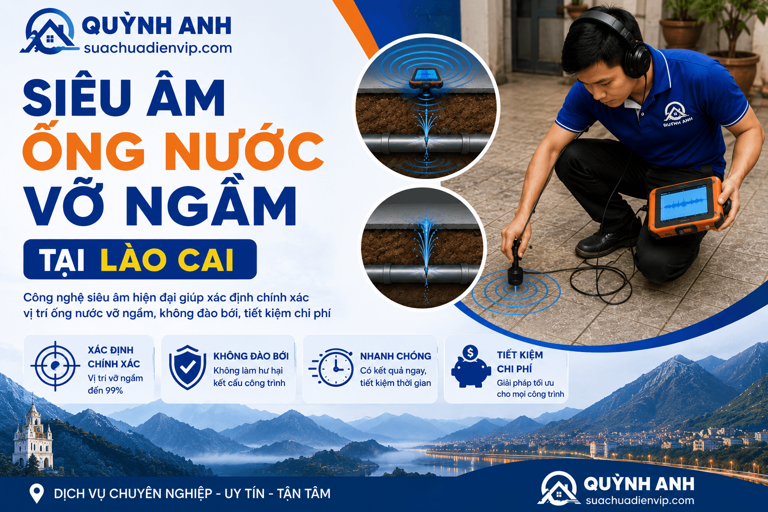Siêu Âm Ống Nước Vỡ Ngầm Tại Lào Cai