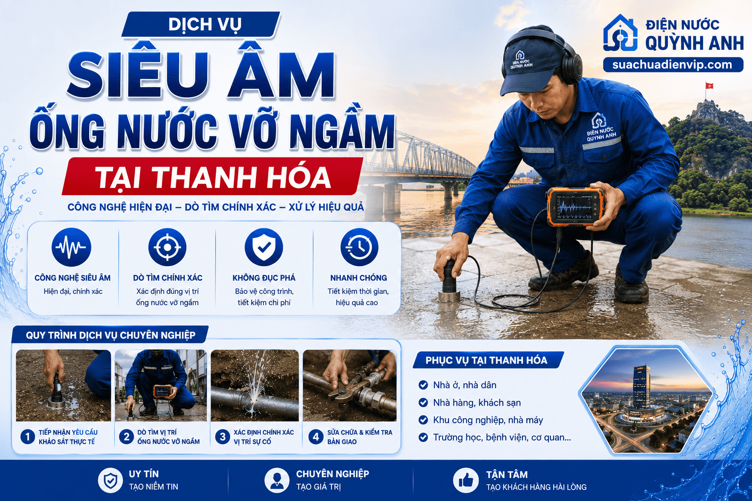 Siêu Âm Ống Nước Vỡ Ngầm Tại Thanh Hóa