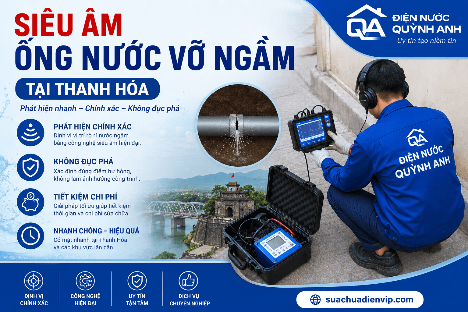 Siêu Âm Ống Nước Vỡ Ngầm Thanh Hóa