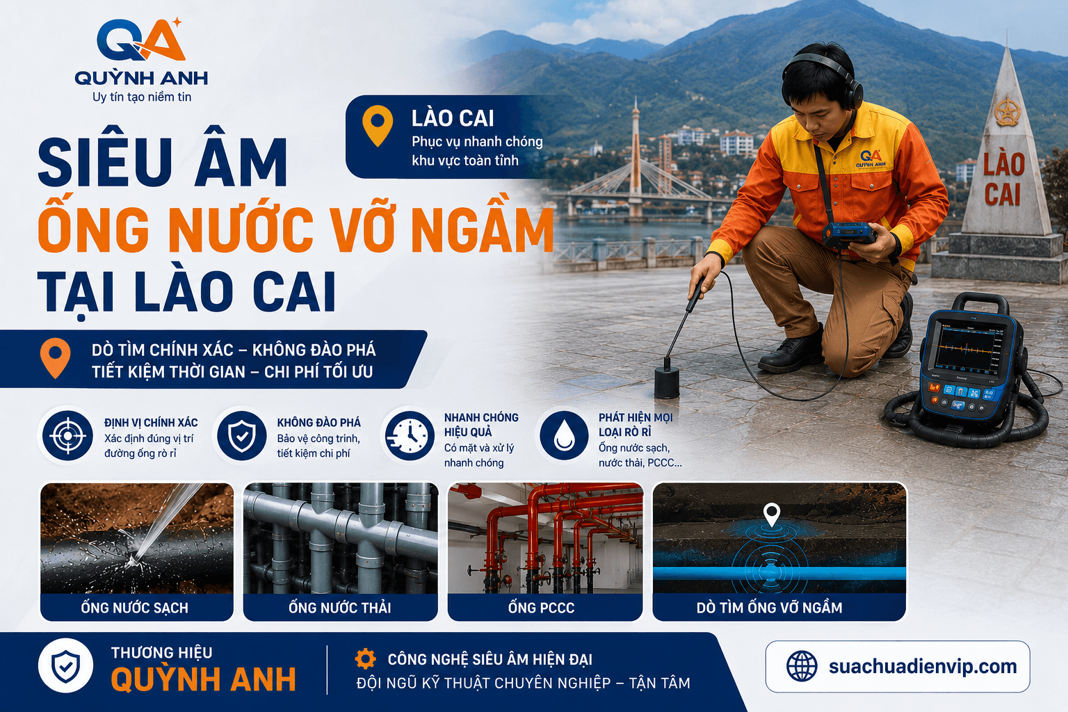 Siêu Âm Ống Nước Vỡ Ngầm Tỉnh Lào Cai
