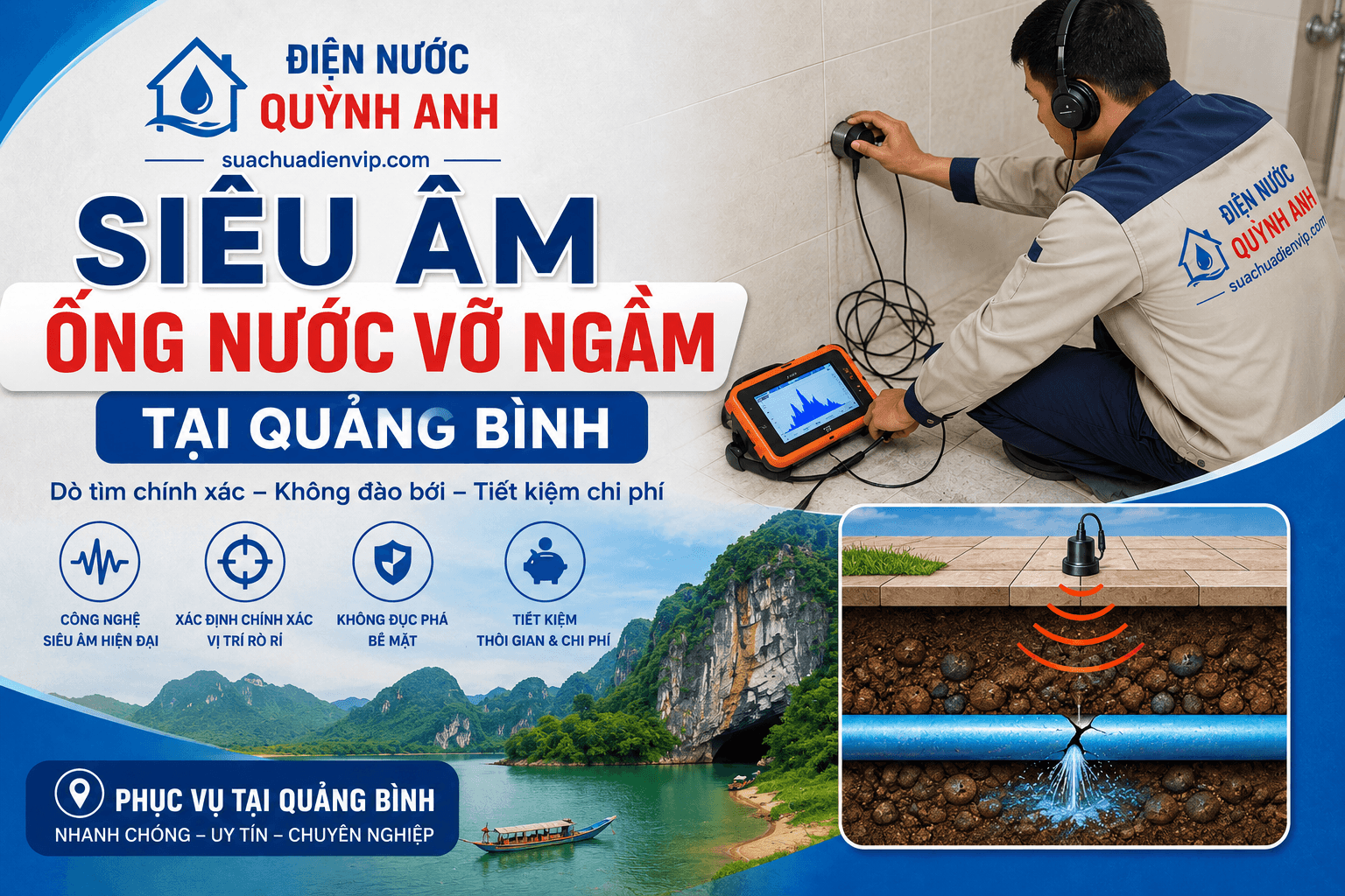 Siêu Âm Ống Nước Vỡ Ngầm Uy Tín