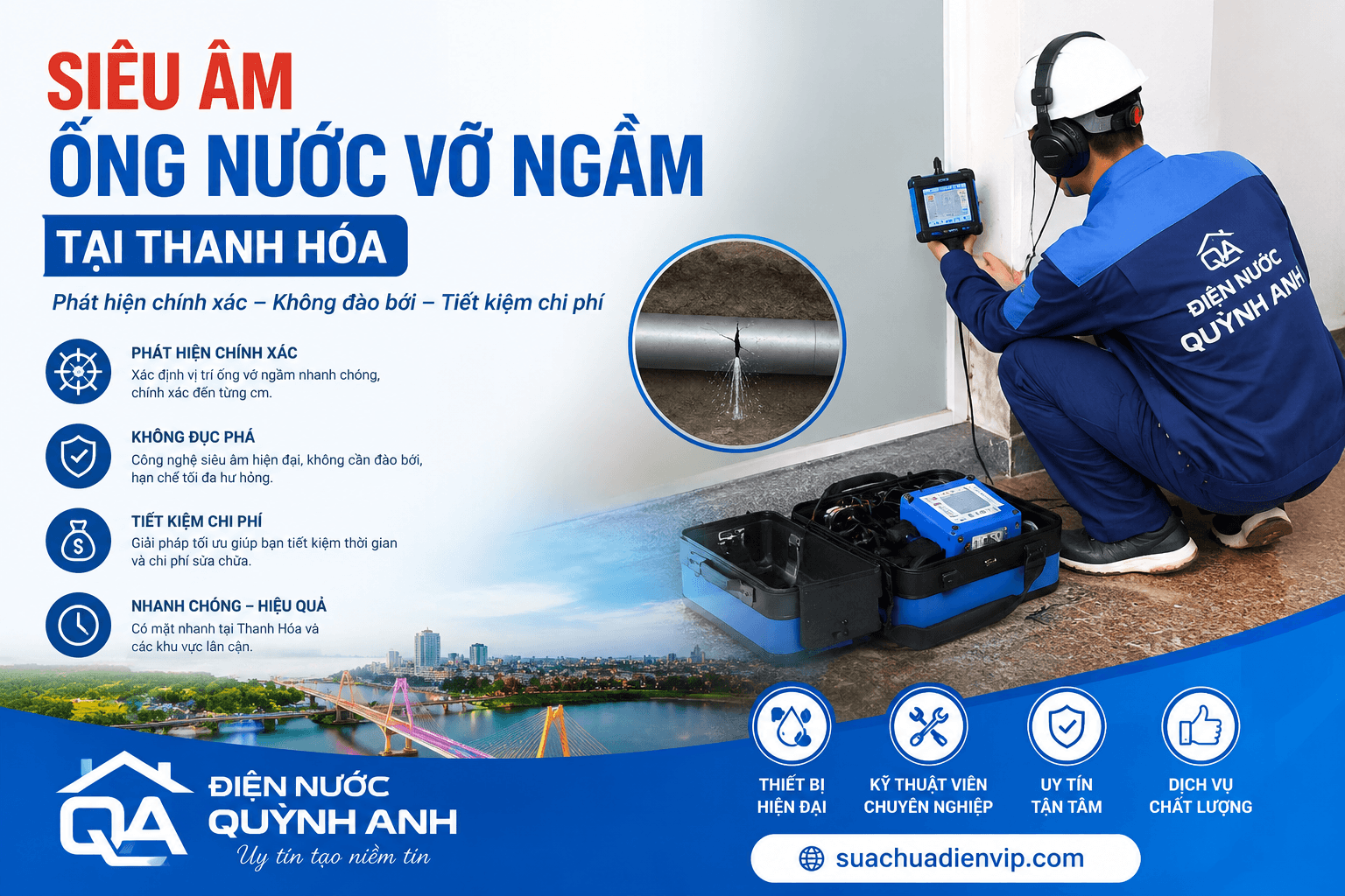 Siêu Âm Ống Nước Vỡ Ngầm Uy Tín
