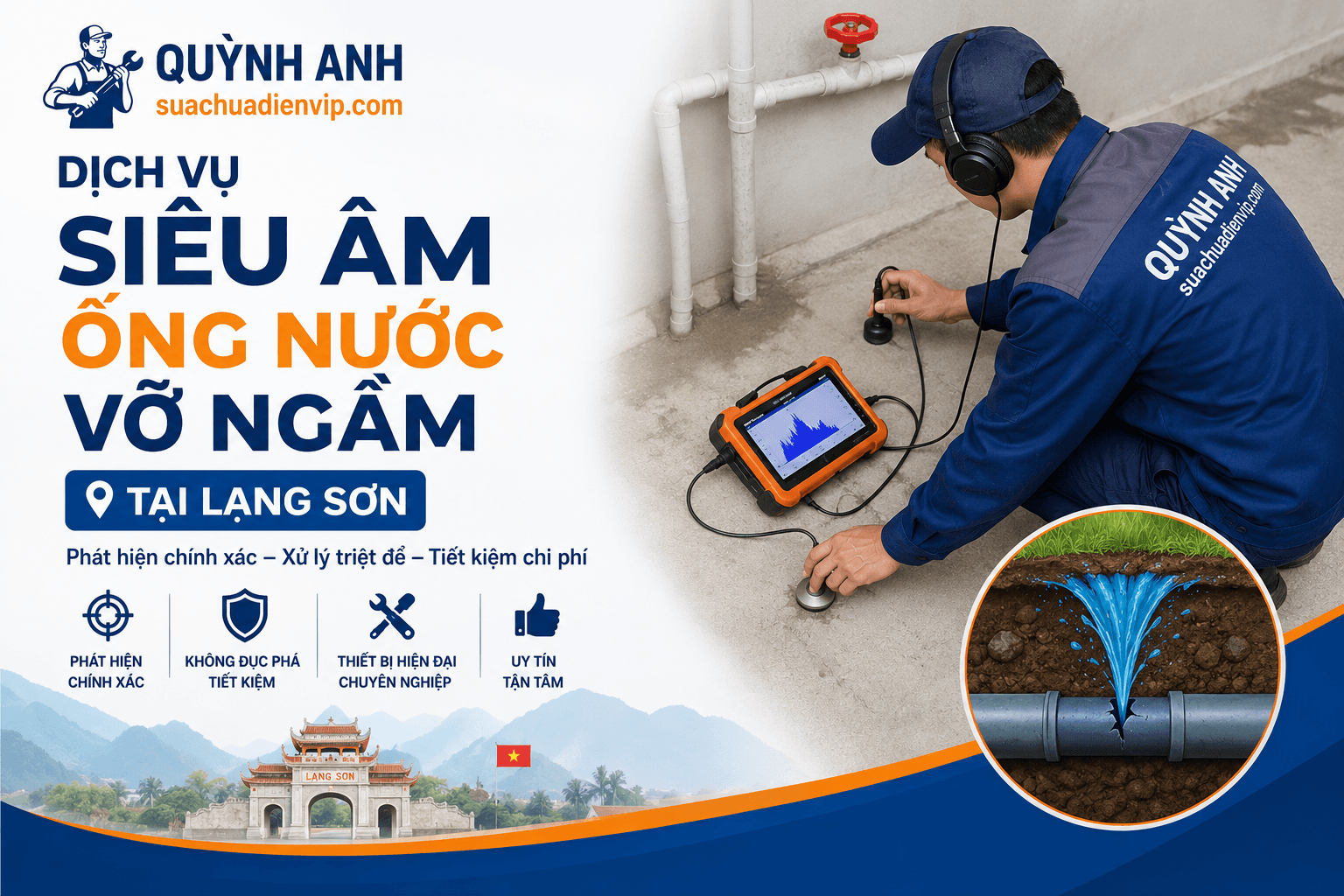 Siêu Âm Ống Nước Vỡ Ngầm ở Lạng Sơn