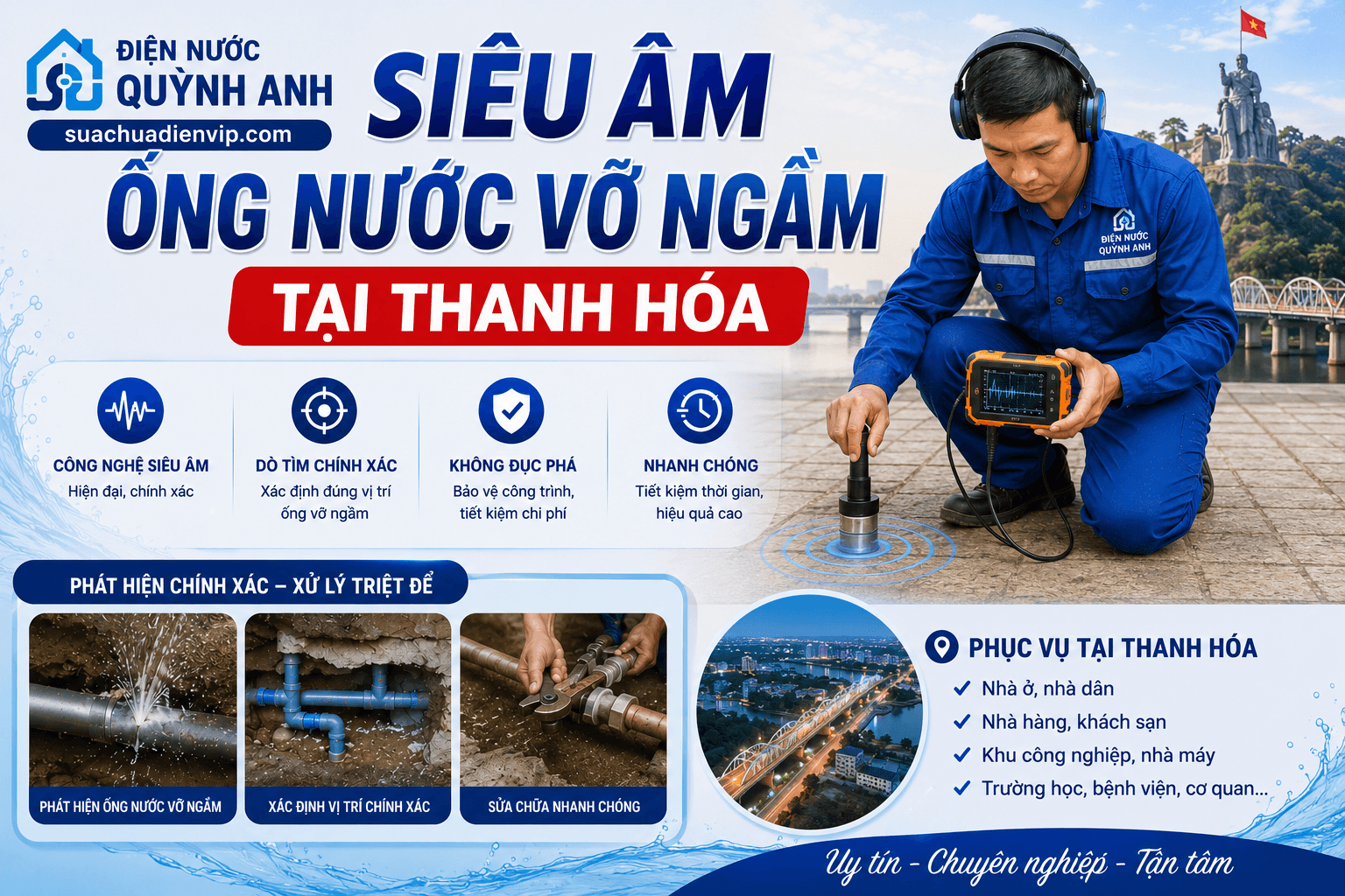 Siêu Âm Ống Nước Vỡ Ngầm ở Thanh Hóa