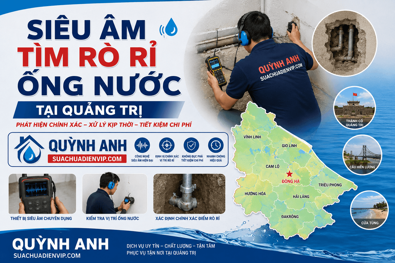 Siêu Âm Tìm Rò Rỉ Ống Nước Tại Quảng Trị